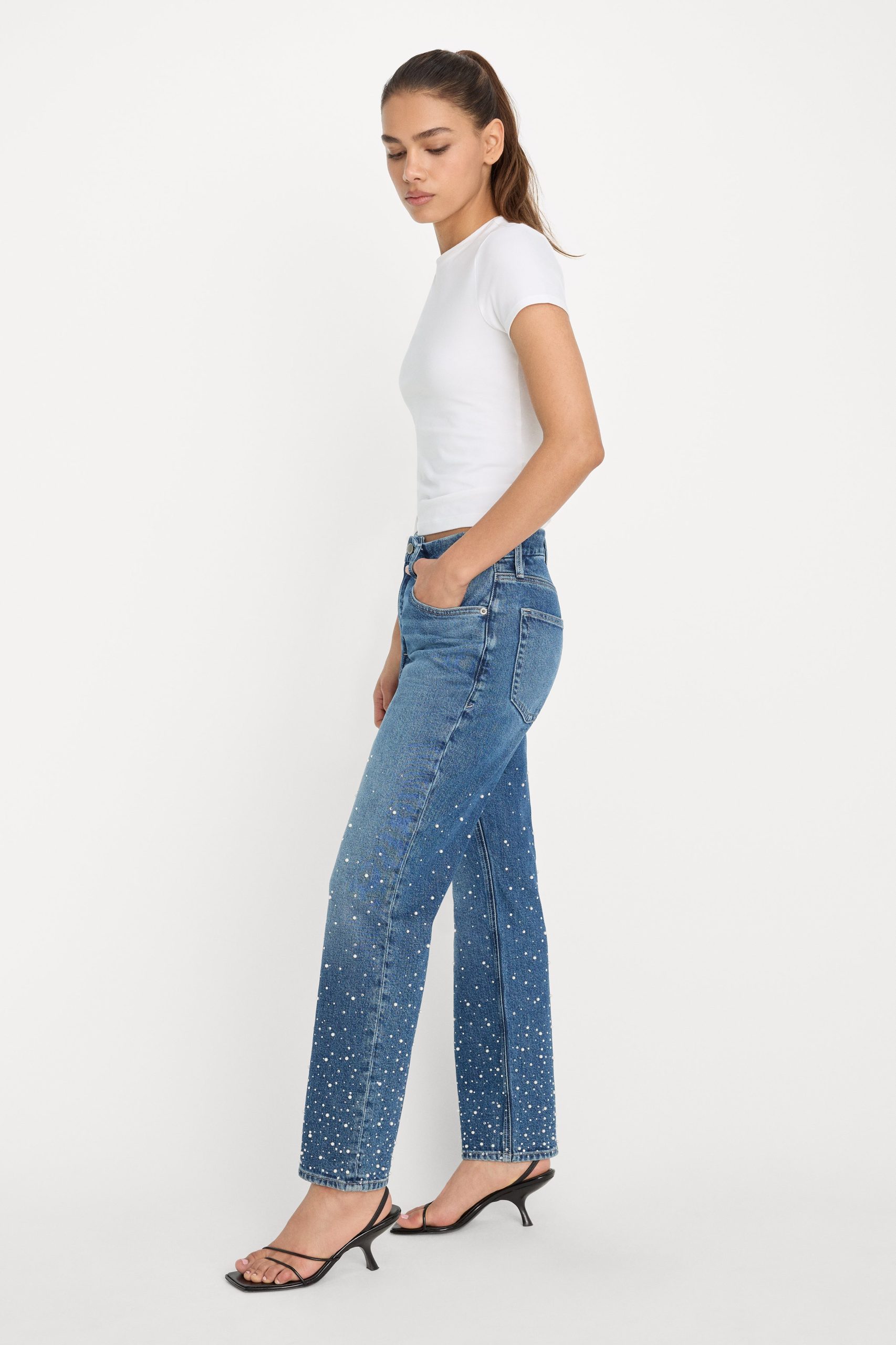 GOOD ICON STRAIGHT ANKLE PEARL JEANS | INDIGO1186 - Image 3