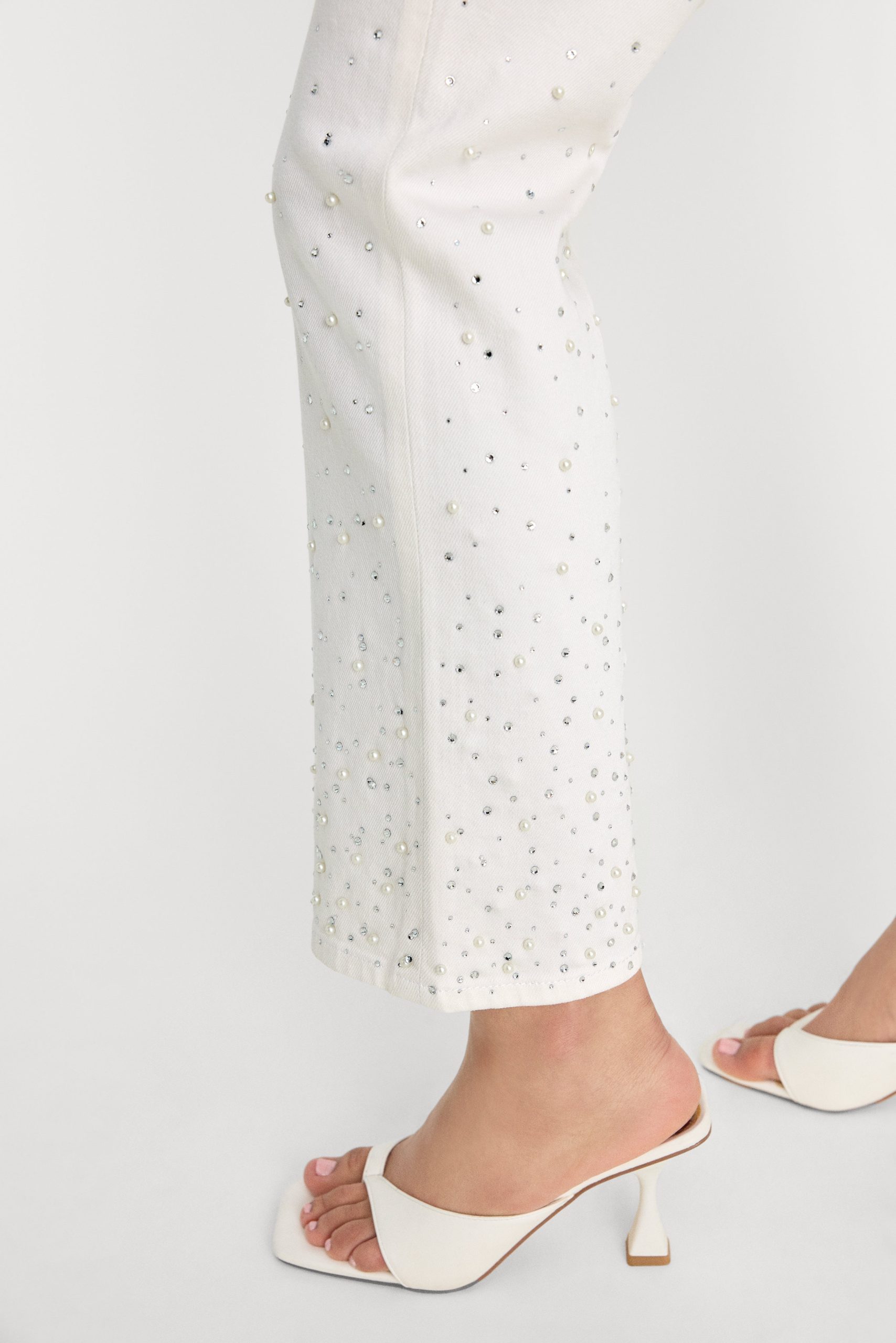 GOOD ICON STRAIGHT ANKLE PEARL JEANS | WHITE001 - Image 3