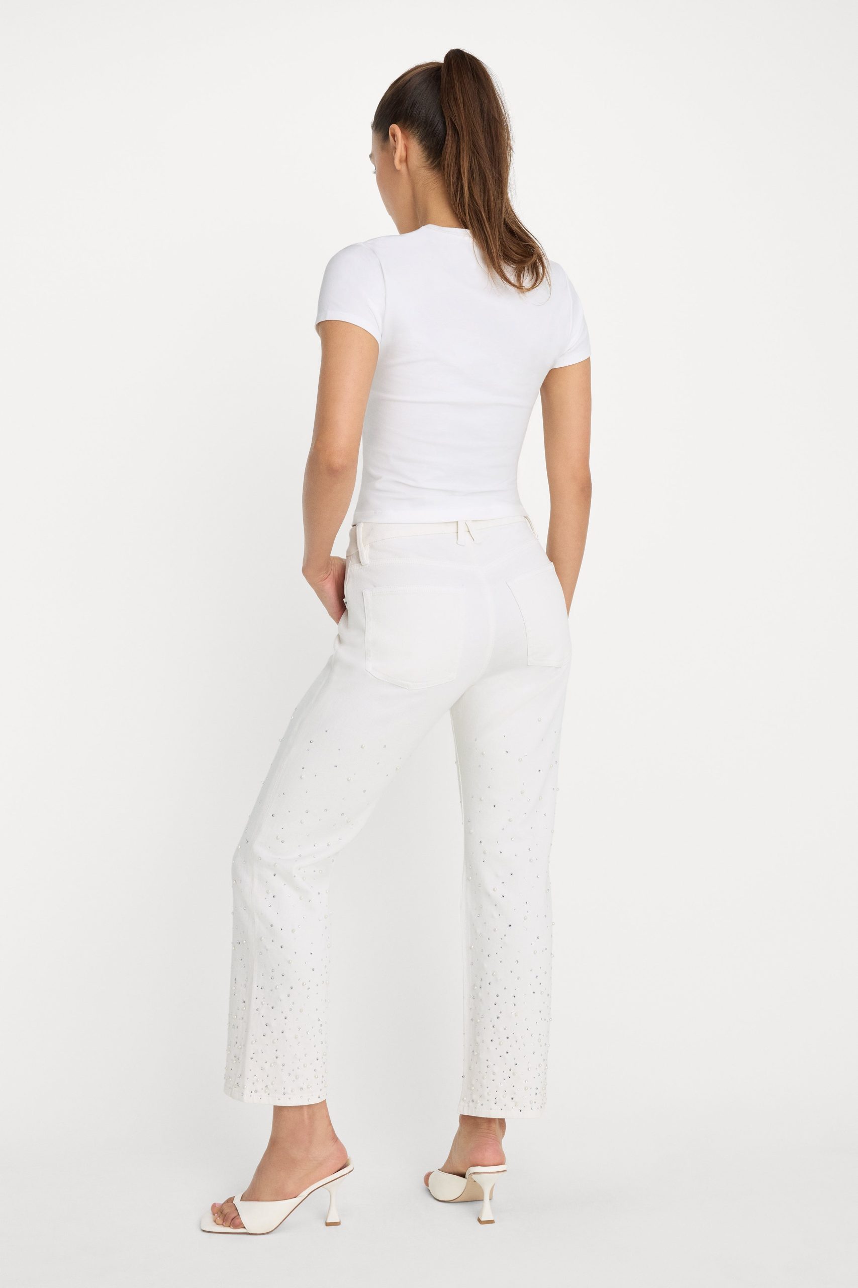 GOOD ICON STRAIGHT ANKLE PEARL JEANS | WHITE001 - Image 5