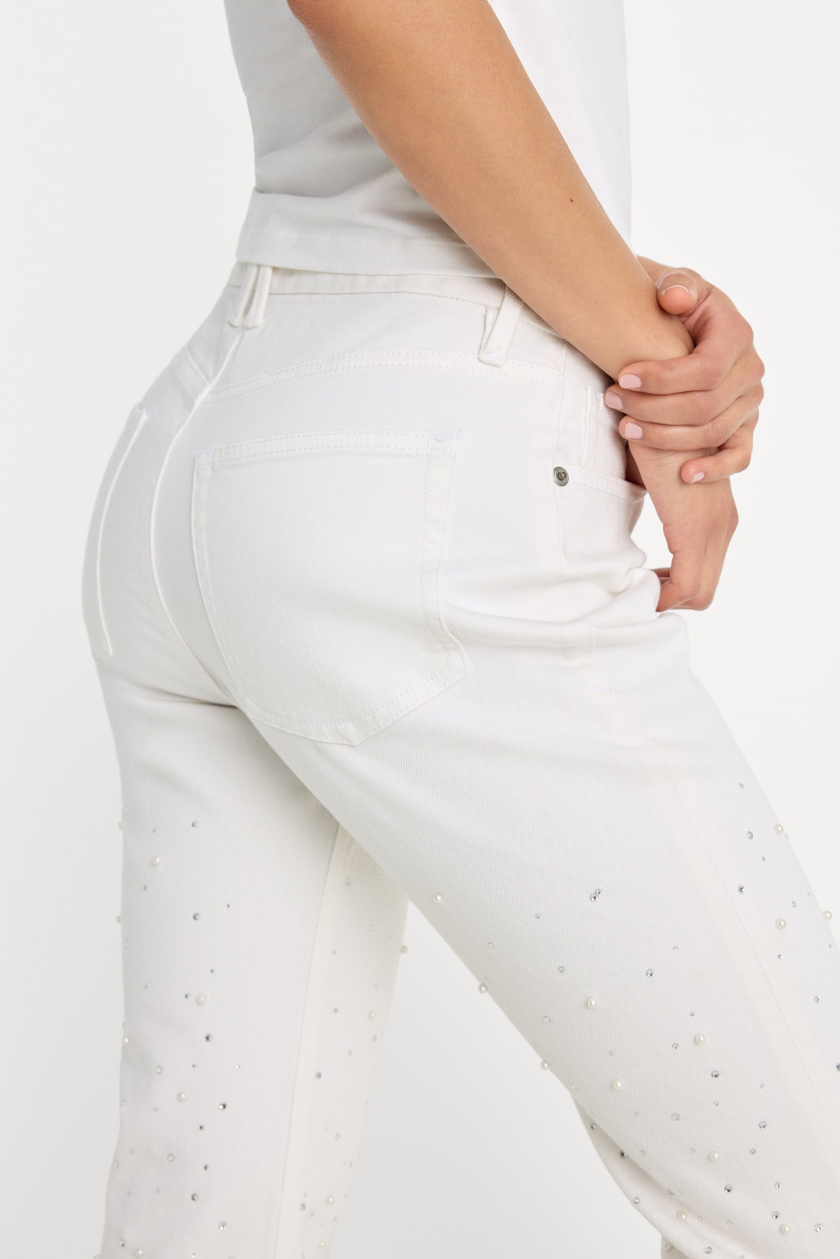 GOOD ICON STRAIGHT ANKLE PEARL JEANS | WHITE001 - Image 6