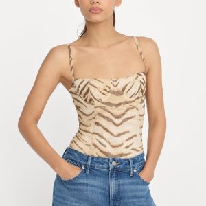 MESH BUSTIER BODYSUIT | BROWN TIGER