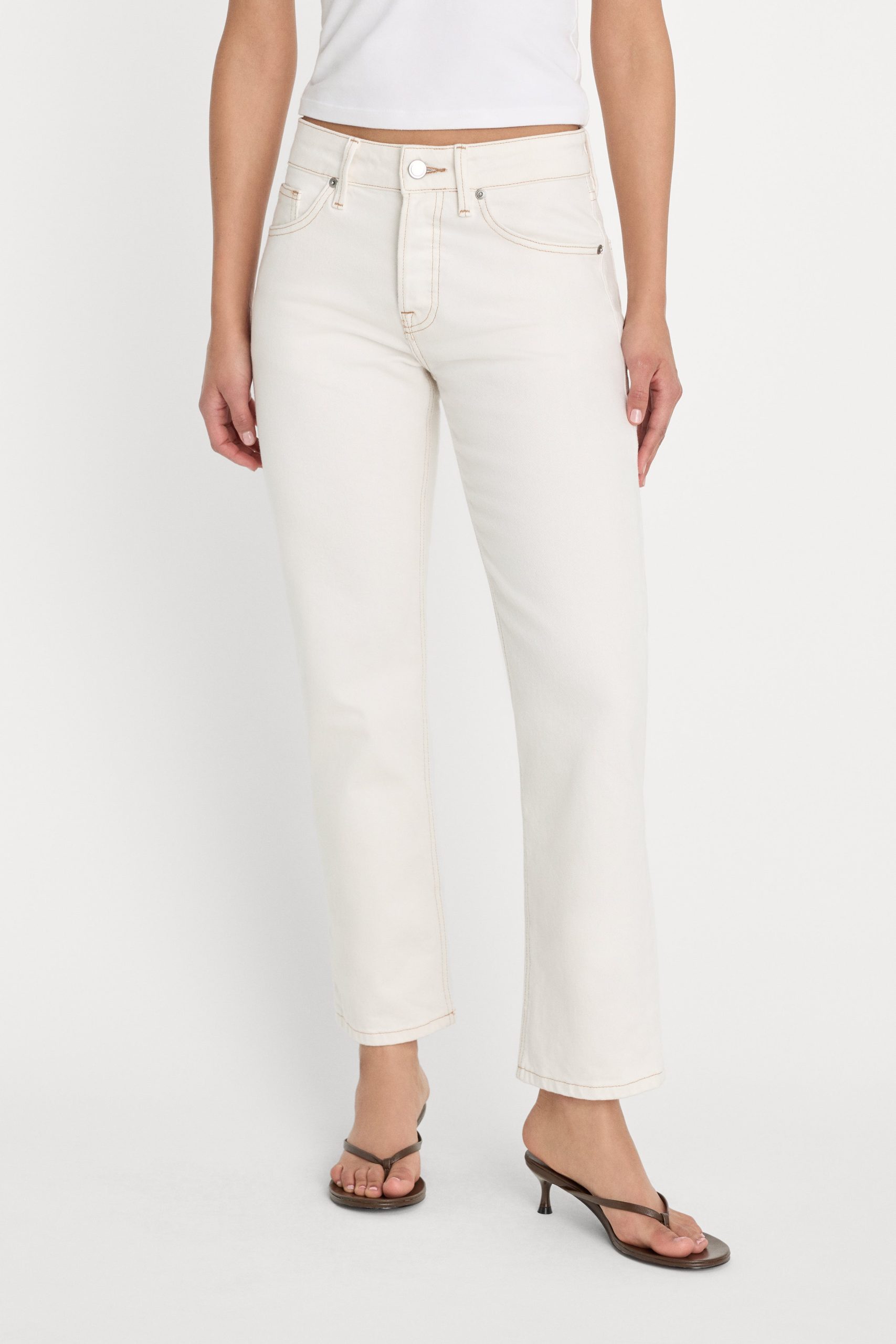 VINTAGE STRAIGHT ANKLE JEANS | ECRU001 - Image 2
