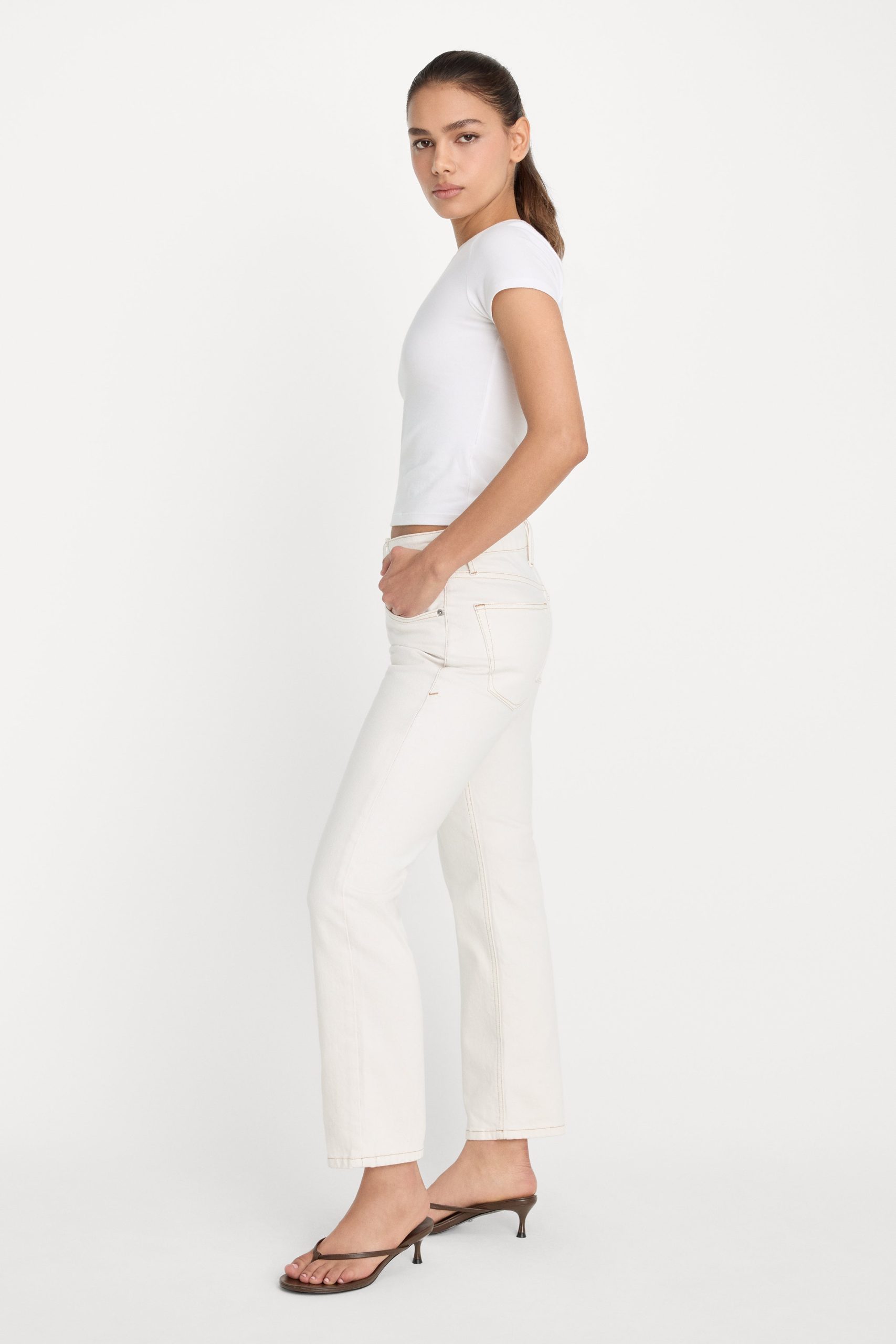 VINTAGE STRAIGHT ANKLE JEANS | ECRU001 - Image 3