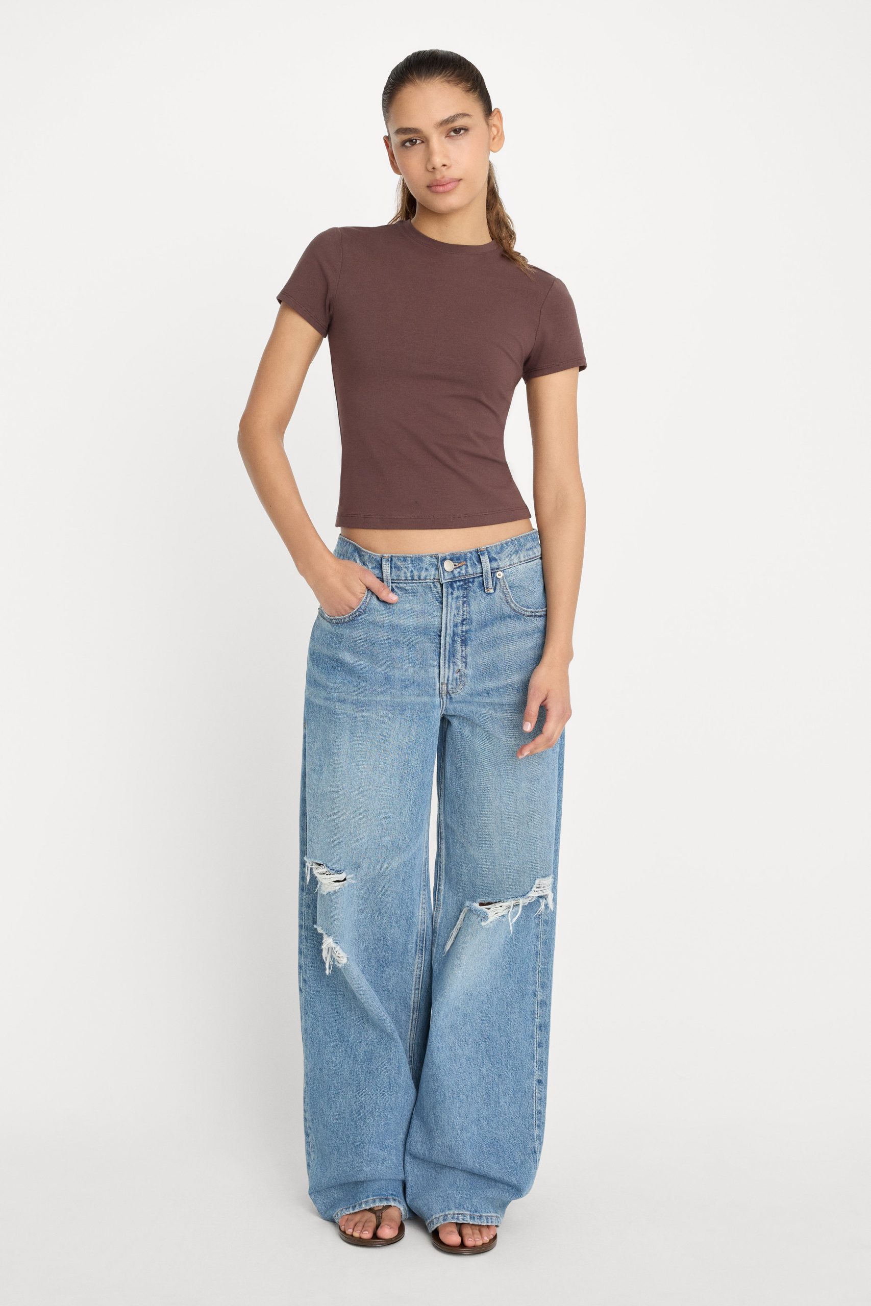 SUPER STRETCH BABY TEE | BITTER COCOA - Image 3