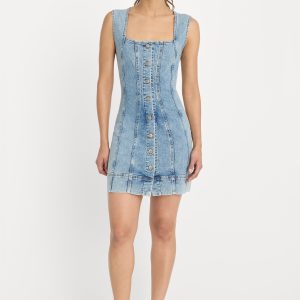 MINI BUTTON FRONT DRESS | INDIGO1104