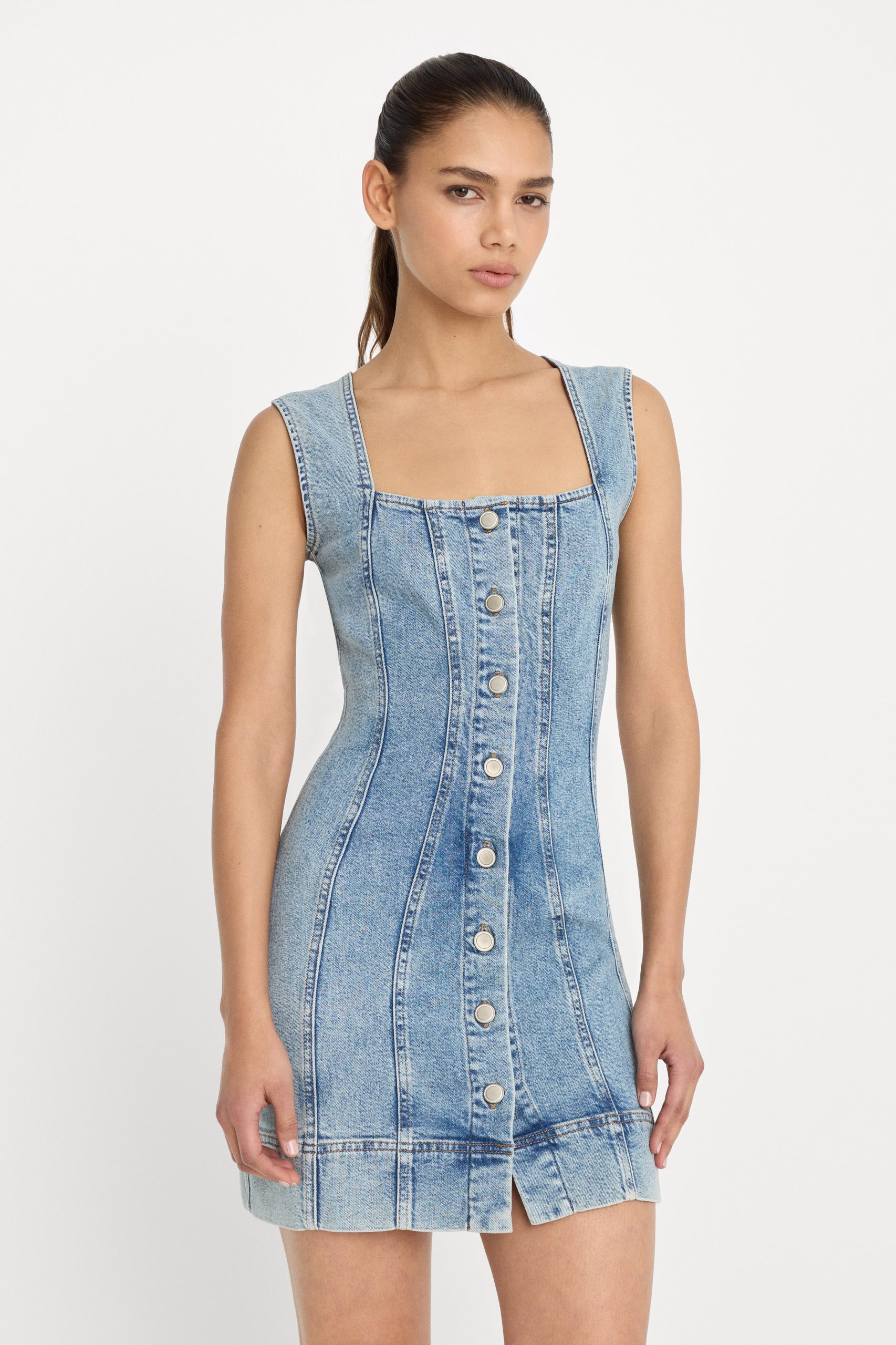 MINI BUTTON FRONT DRESS | INDIGO1104 - Image 2