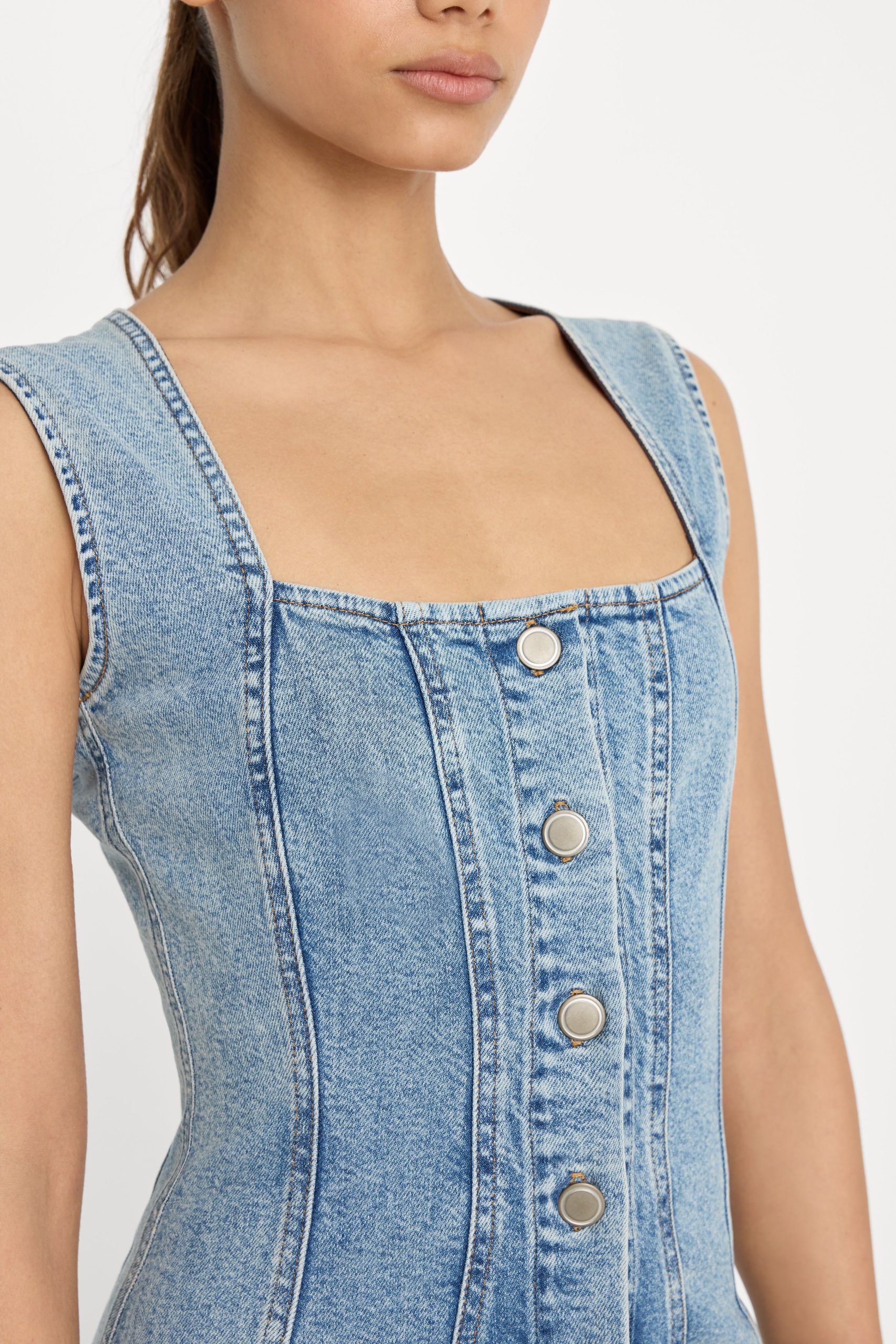 MINI BUTTON FRONT DRESS | INDIGO1104 - Image 3