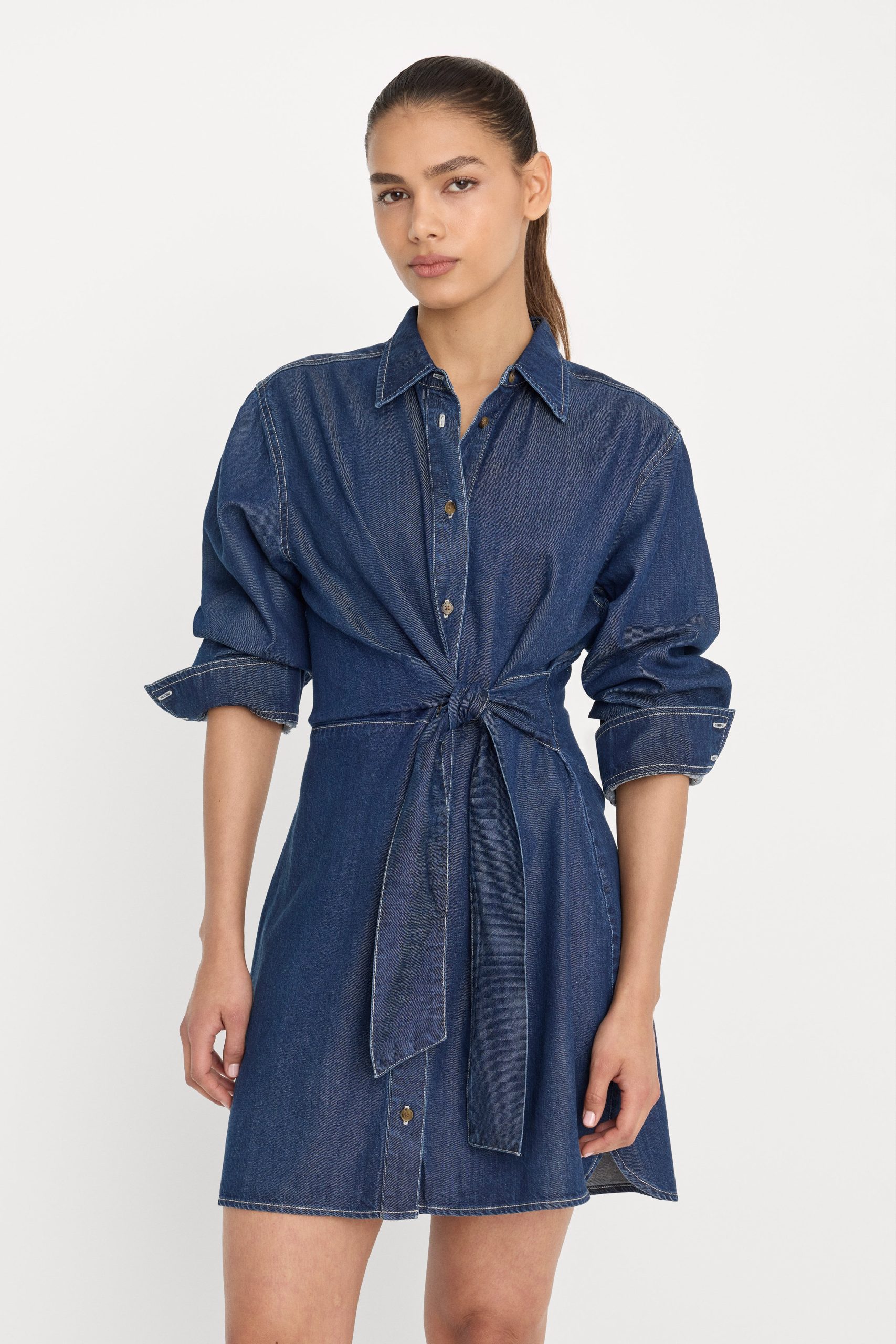 DENIM WRAP SHIRT DRESS | INDIGO1187 - Image 3