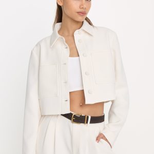 LUXE SUITING CROPPED JACKET | SOFT SHELL