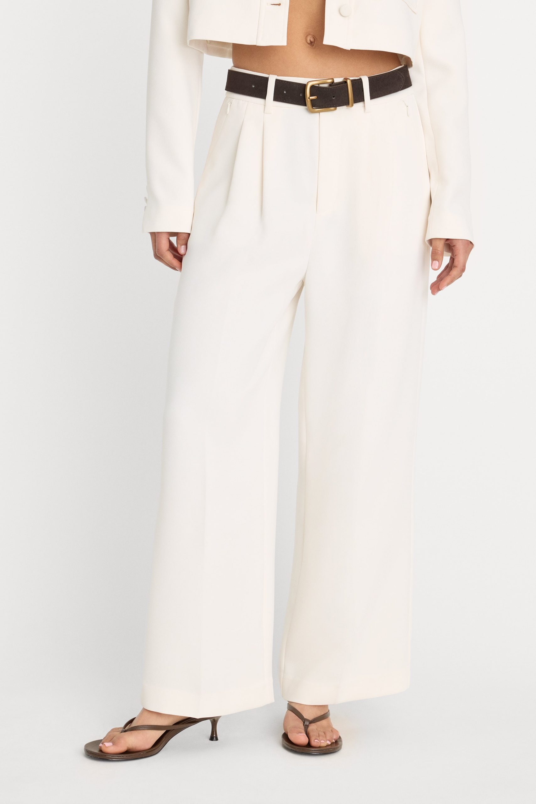 LUXE SUITING HIGH-RISE CROPPED WIDE LEG TROUSER | SOFT SHELL