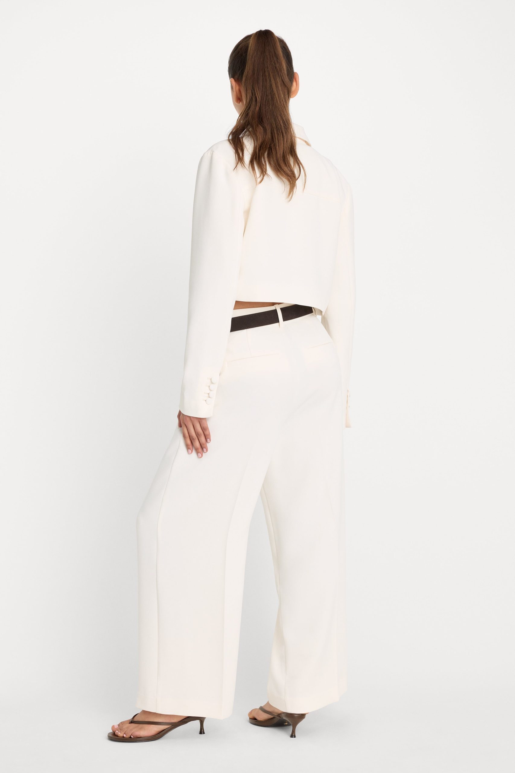 LUXE SUITING HIGH-RISE CROPPED WIDE LEG TROUSER | SOFT SHELL - Image 4