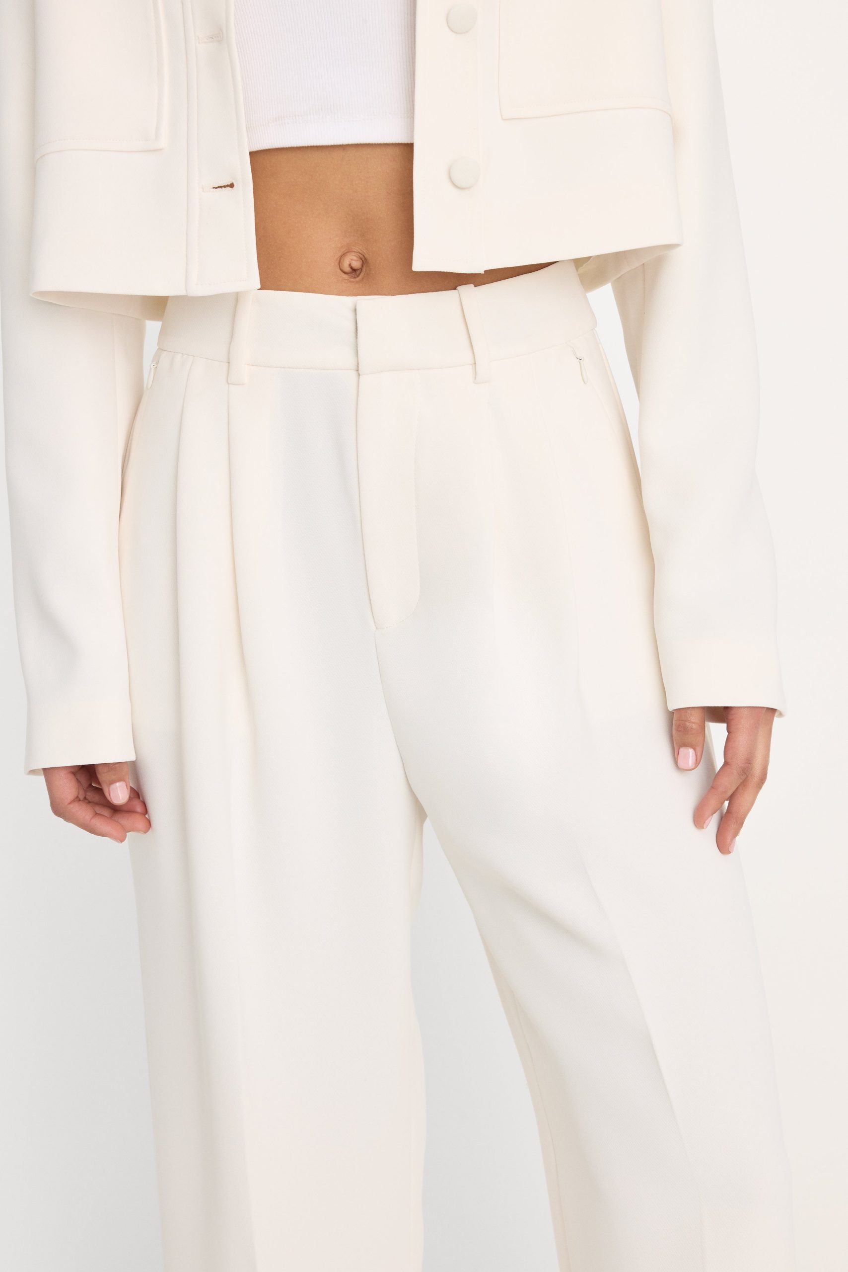 LUXE SUITING HIGH-RISE CROPPED WIDE LEG TROUSER | SOFT SHELL - Image 5