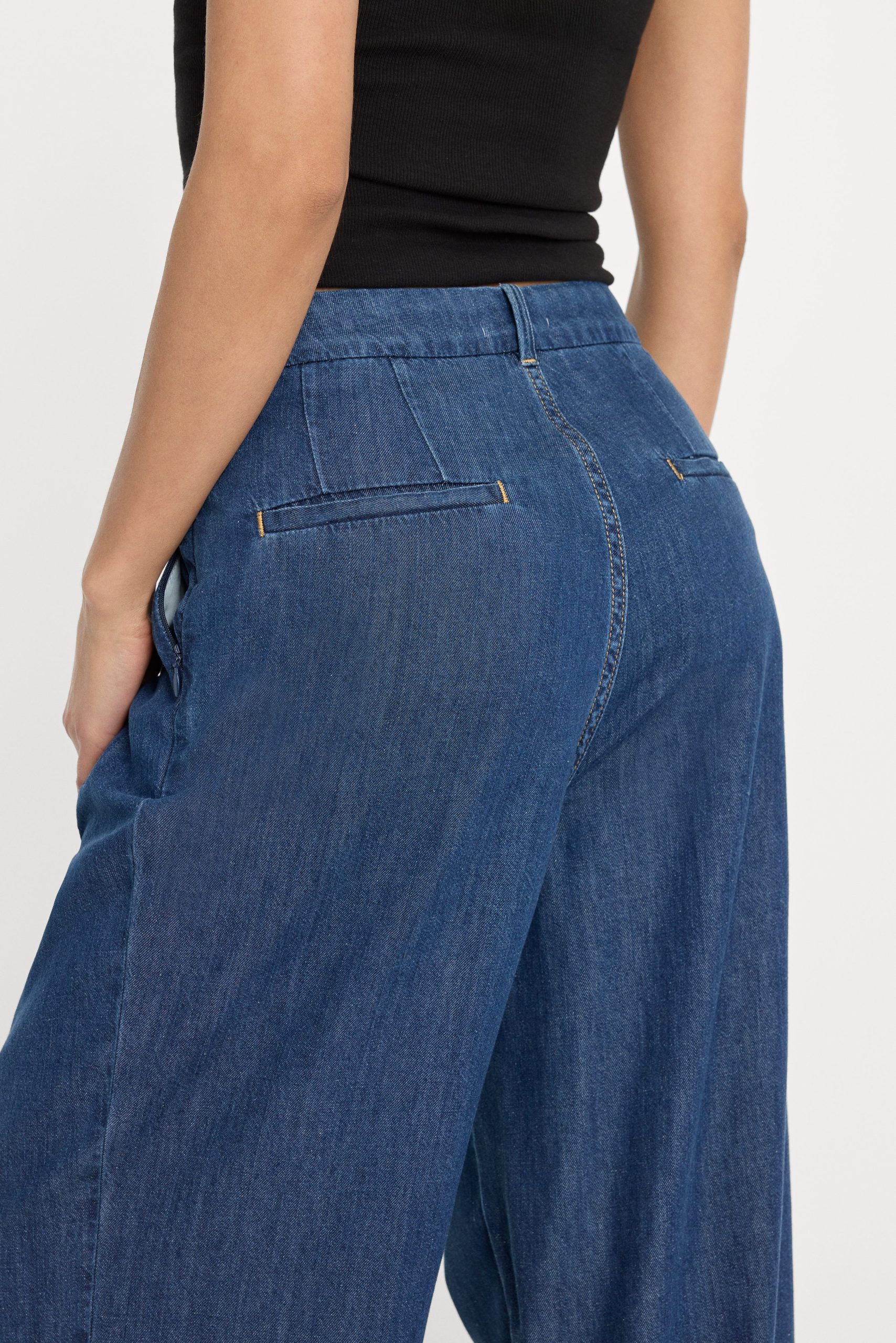 PLEATED HIGH WAISTED WIDE LEG TROUSER | INDIGO1187 - Image 5