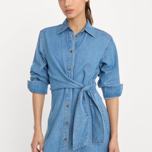 DENIM WRAP SHIRT DRESS | INDIGO266
