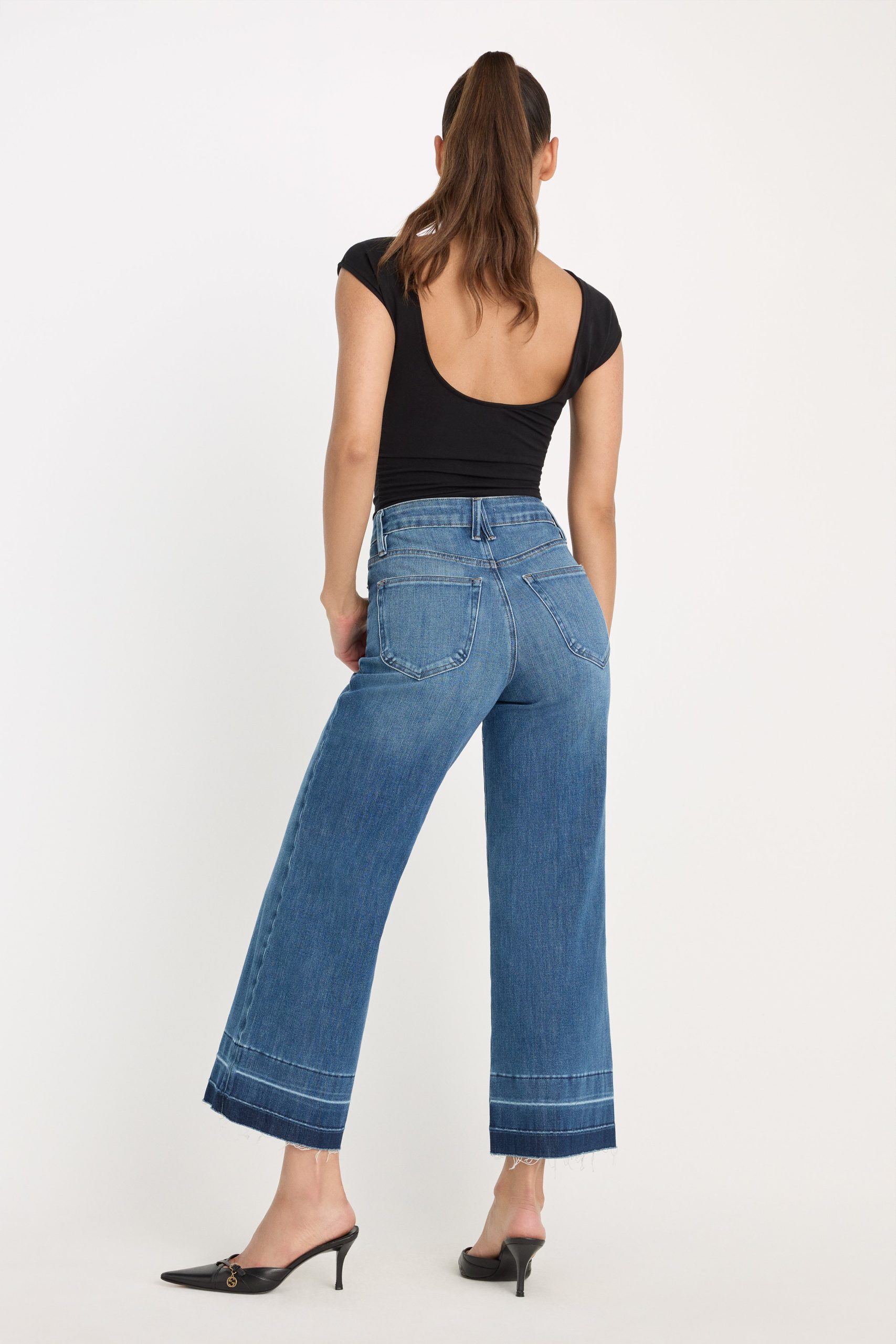 SOFT TECH GOOD WAIST PALAZZO CROPPED JEANS | INDIGO1213 - Image 5
