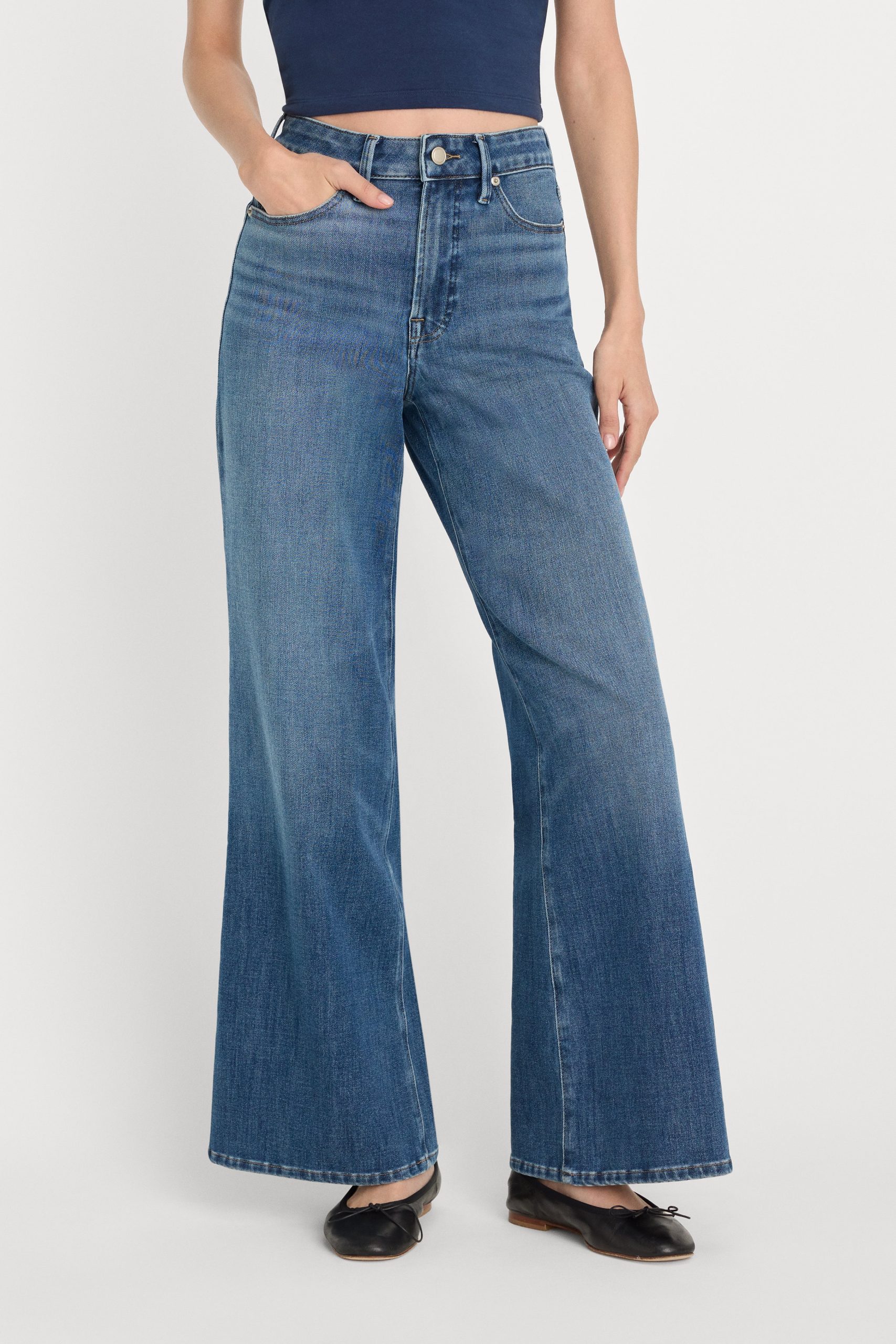 SOFT TECH GOOD WAIST PALAZZO ANKLE JEANS | INDIGO1281 - Image 2
