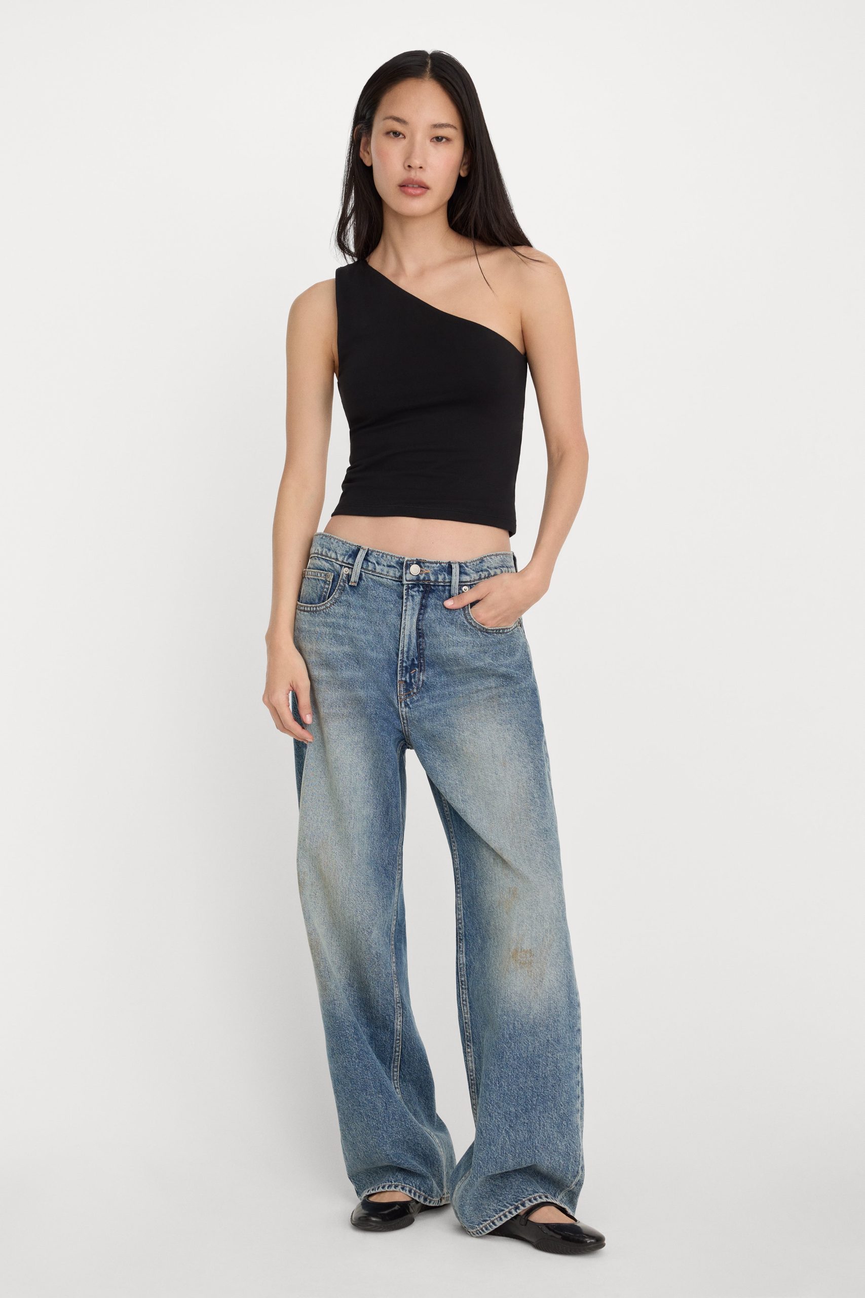 SUPER STRETCH ONE SHOULDER TANK | BLACK001 - Image 3