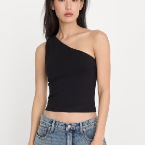 SUPER STRETCH ONE SHOULDER TANK | BLACK001