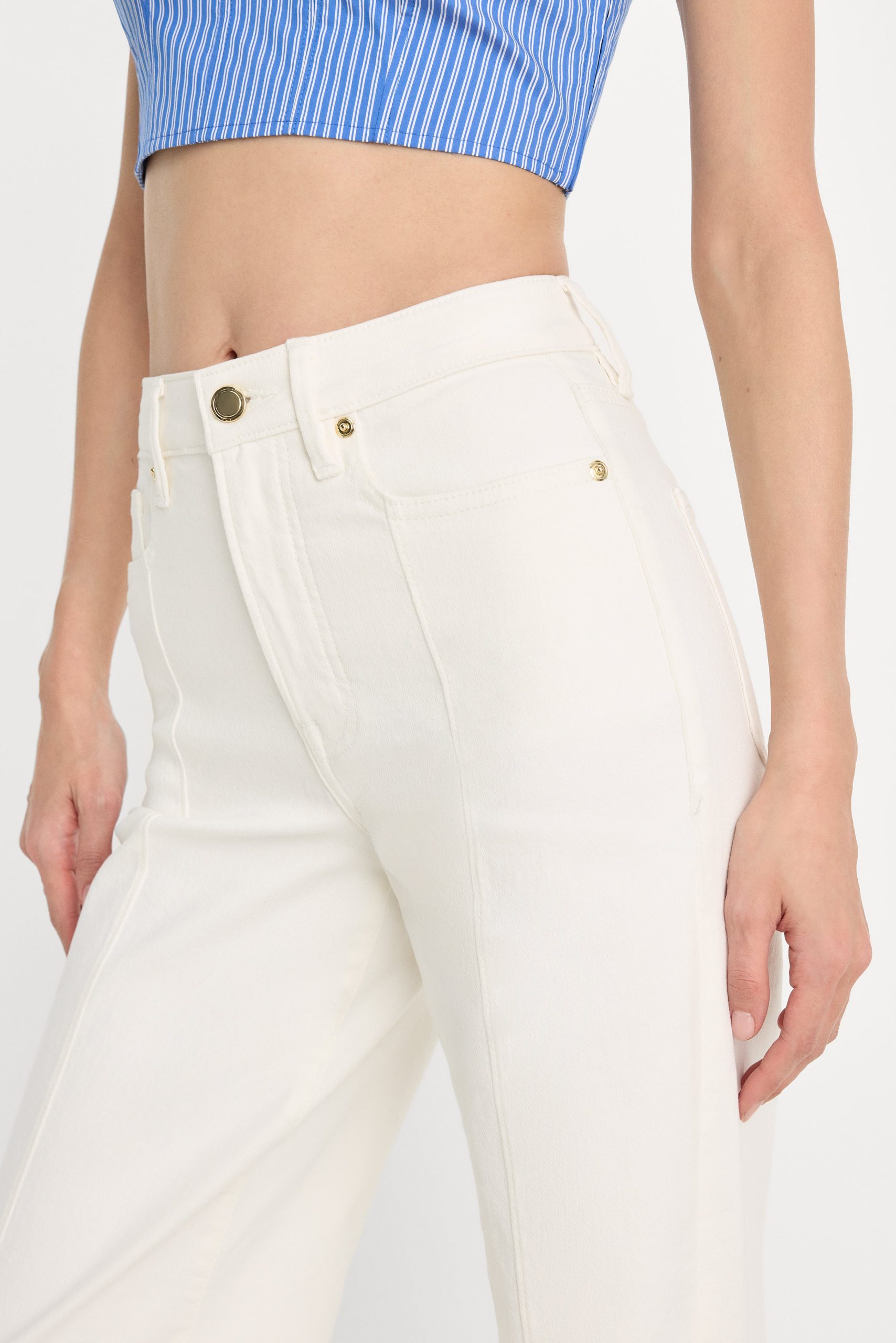 GOOD WAIST PALAZZO JEANS | COTTON WHITE - Image 4