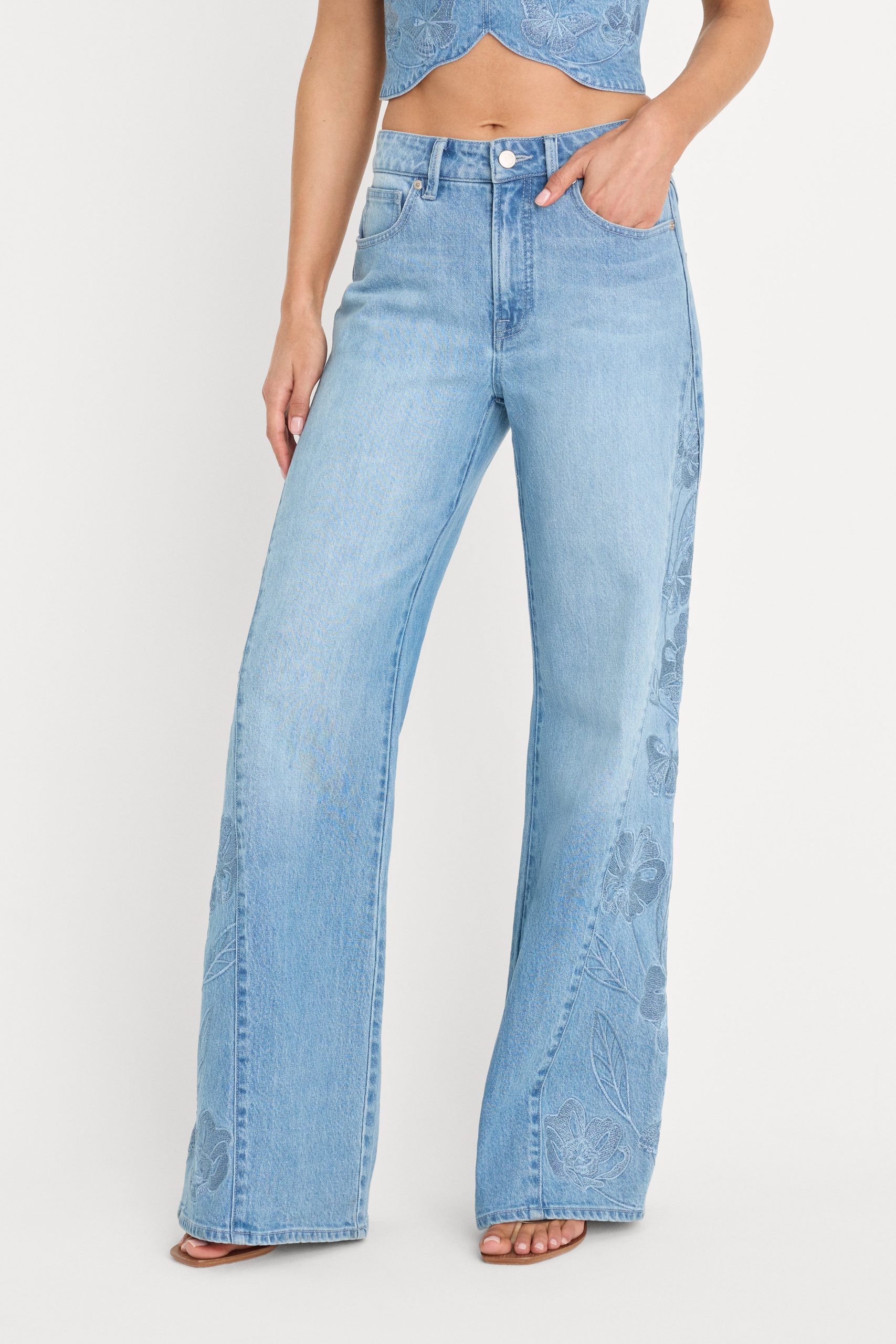 DOLLY JOLEANS EMBROIDERED GOOD WAIST PALAZZO JEANS | INDIGO1202 - Image 2