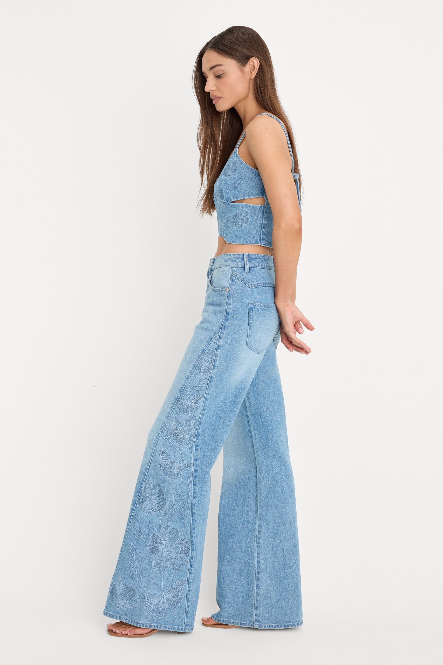 DOLLY JOLEANS EMBROIDERED GOOD WAIST PALAZZO JEANS | INDIGO1202 - Image 4