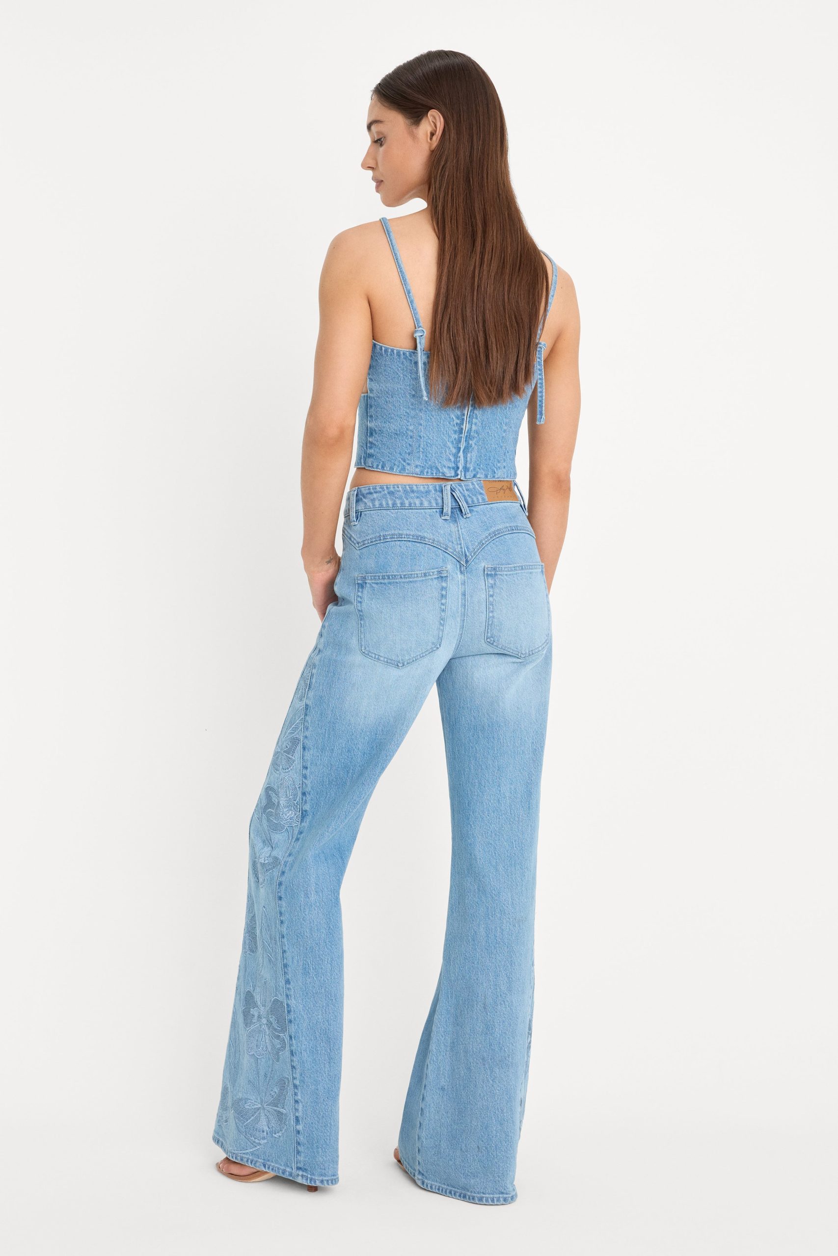 DOLLY JOLEANS EMBROIDERED GOOD WAIST PALAZZO JEANS | INDIGO1202 - Image 6