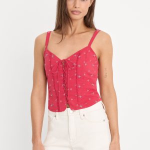 DOLLY LACE UP POPLIN TANK | FLARE BANDANA PRINT