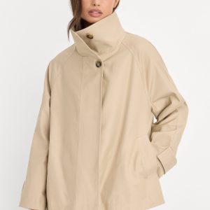 THE FUNNEL NECK TRENCH | LIGHT TAUPE
