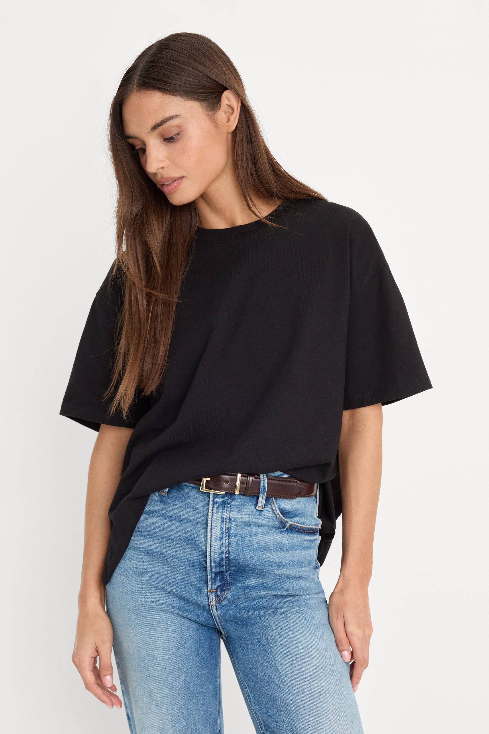 COTTON OVERSIZED TEE | BLACK001