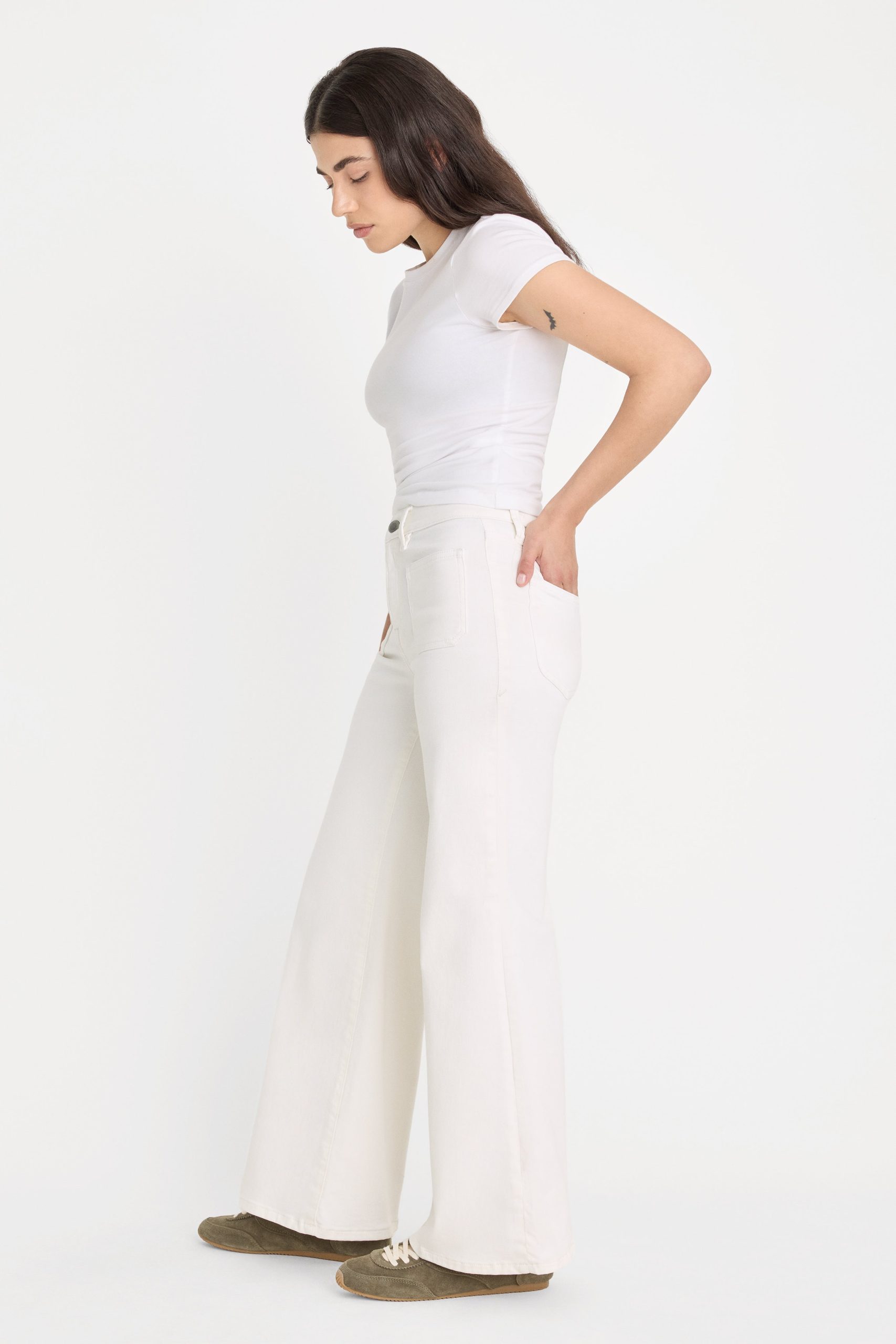 GOOD PETITE PALAZZO JEANS | WHITE001 - Image 3