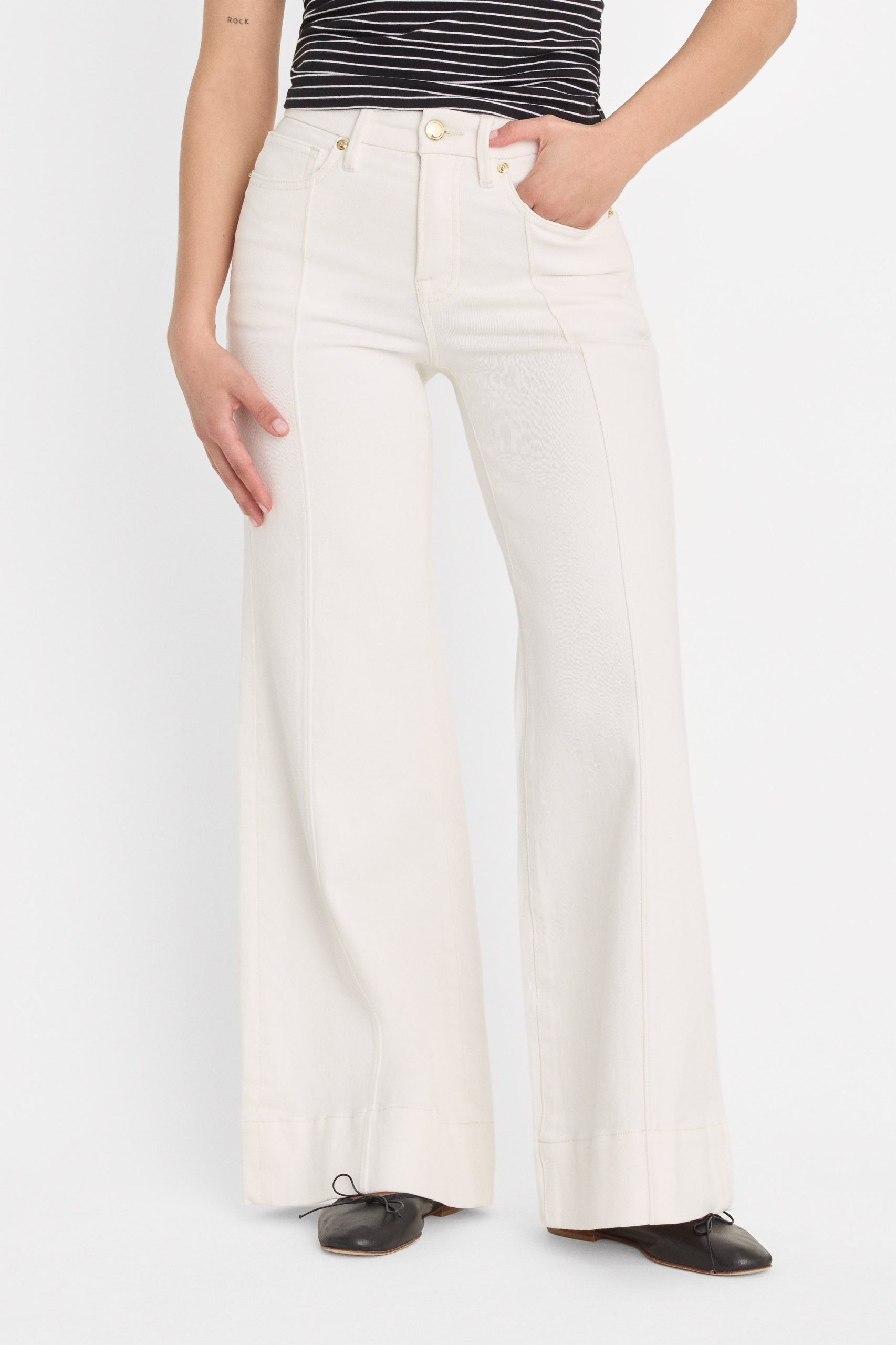 GOOD PETITE PALAZZO JEANS | COTTON WHITE - Image 2