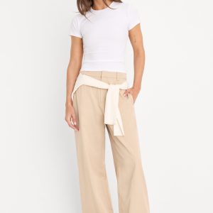 THE SEAMED WIDE LEG TROUSER | LIGHT TAUPE