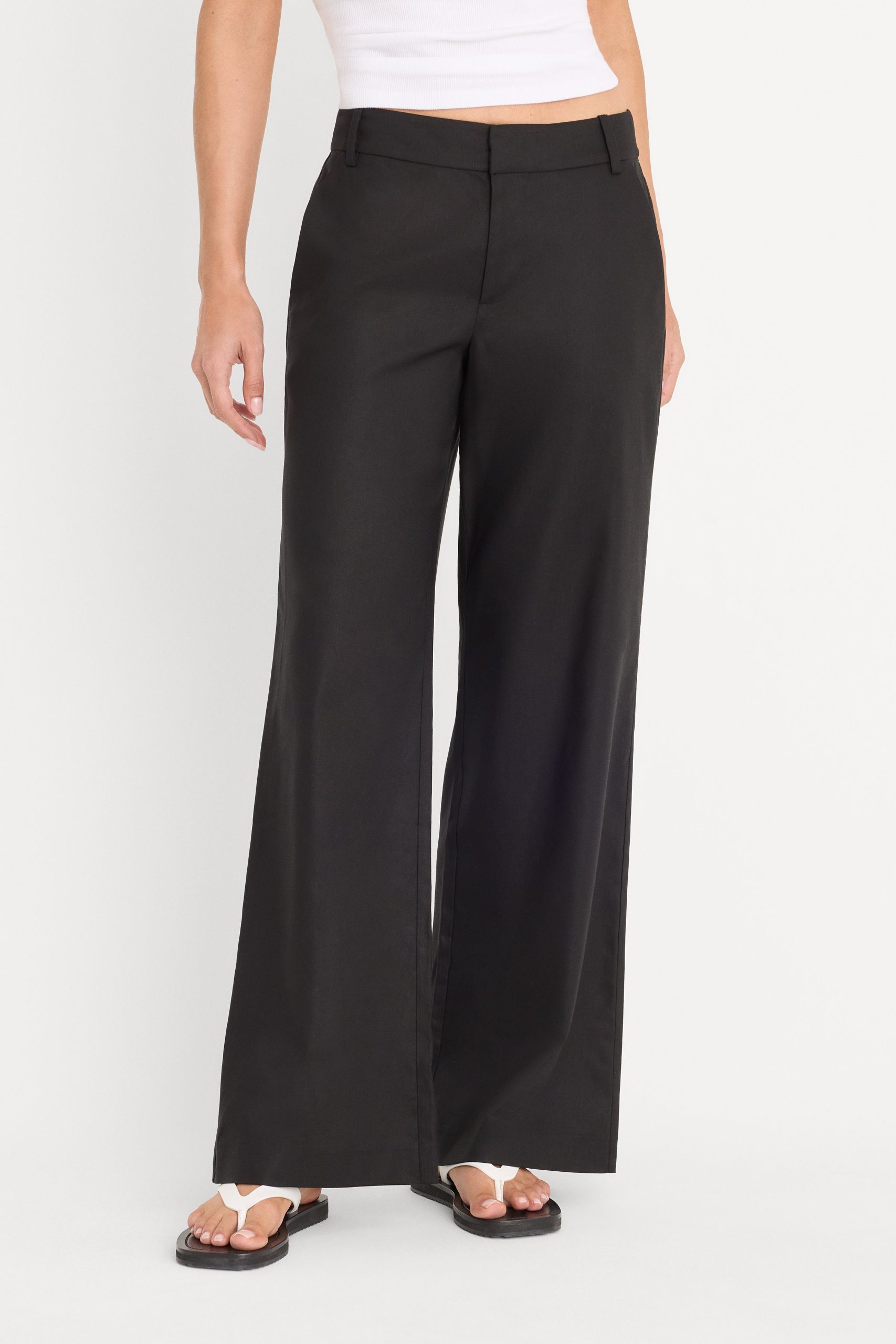 THE WIDE LEG LINEN TROUSER | BLACK - Image 2