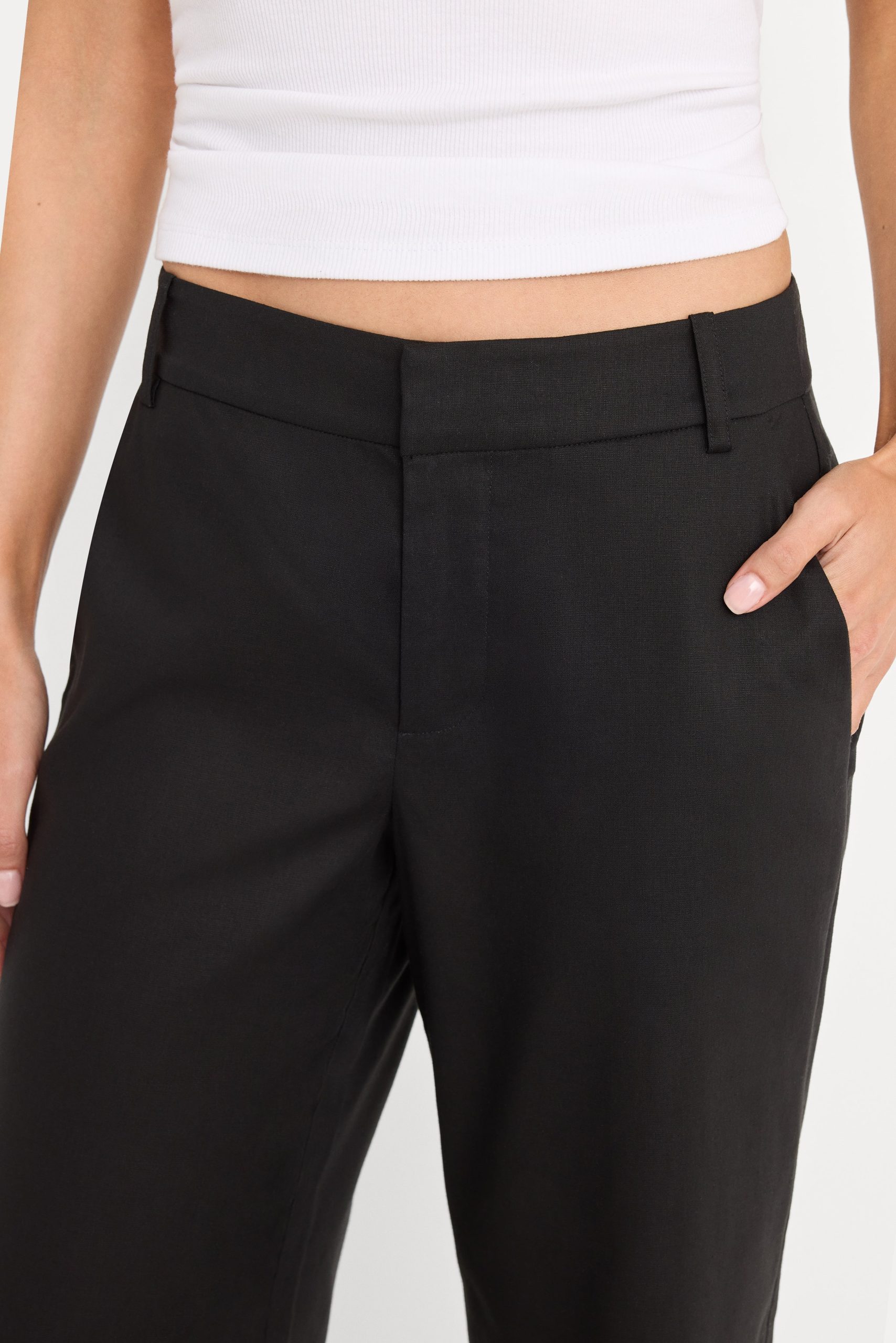 THE WIDE LEG LINEN TROUSER | BLACK - Image 4