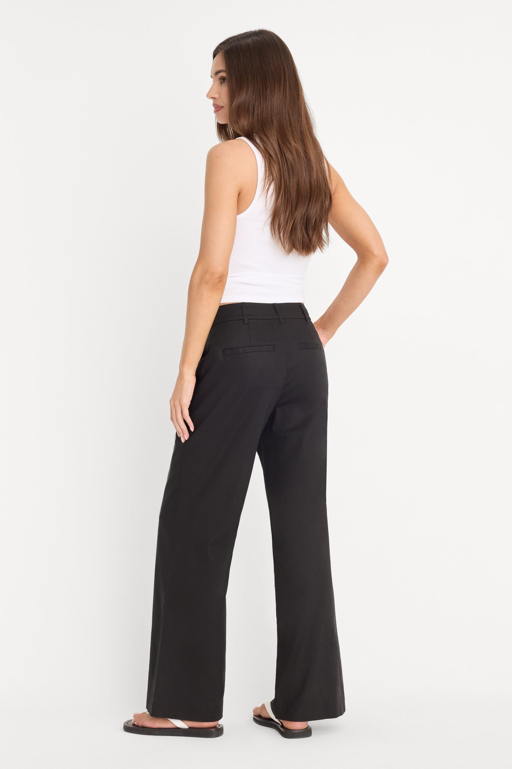 THE WIDE LEG LINEN TROUSER | BLACK - Image 5