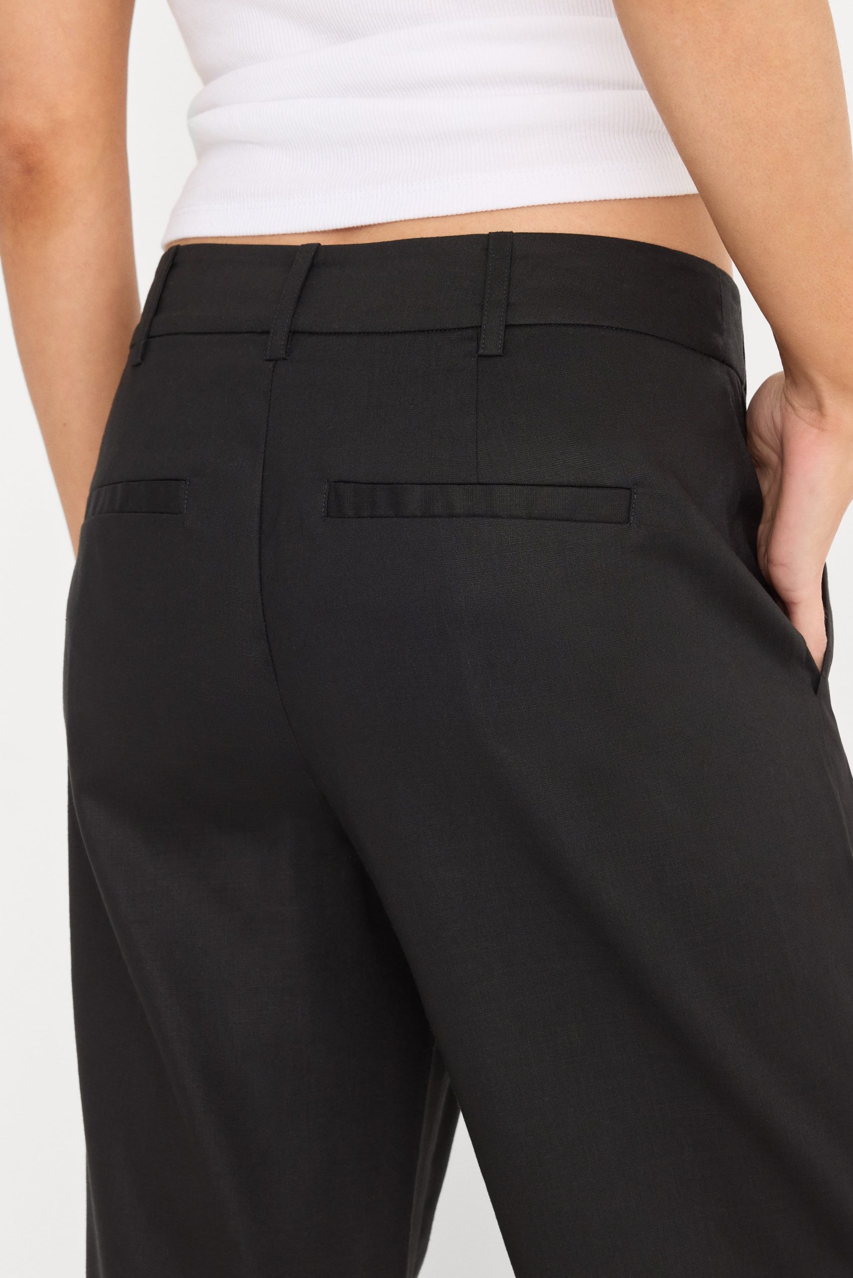 THE WIDE LEG LINEN TROUSER | BLACK - Image 6
