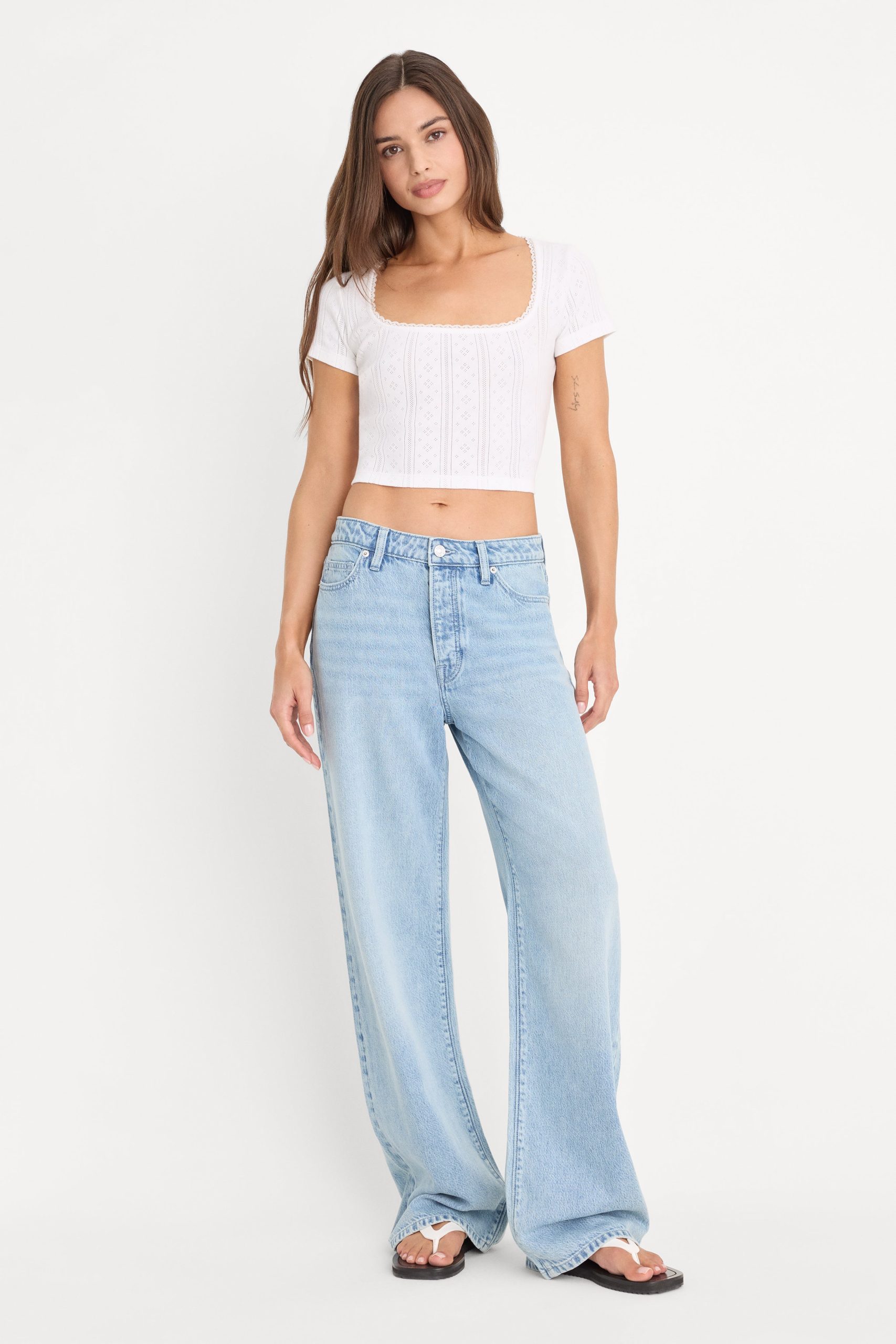 THE POINTELLE SQUARE NECK TOP | WHITE001 - Image 5