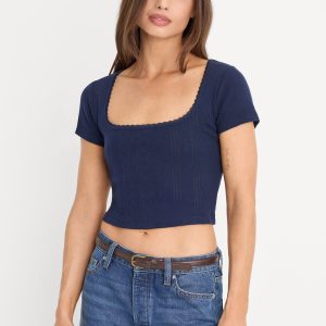 THE POINTELLE SQUARE NECK TOP | HORIZON INK