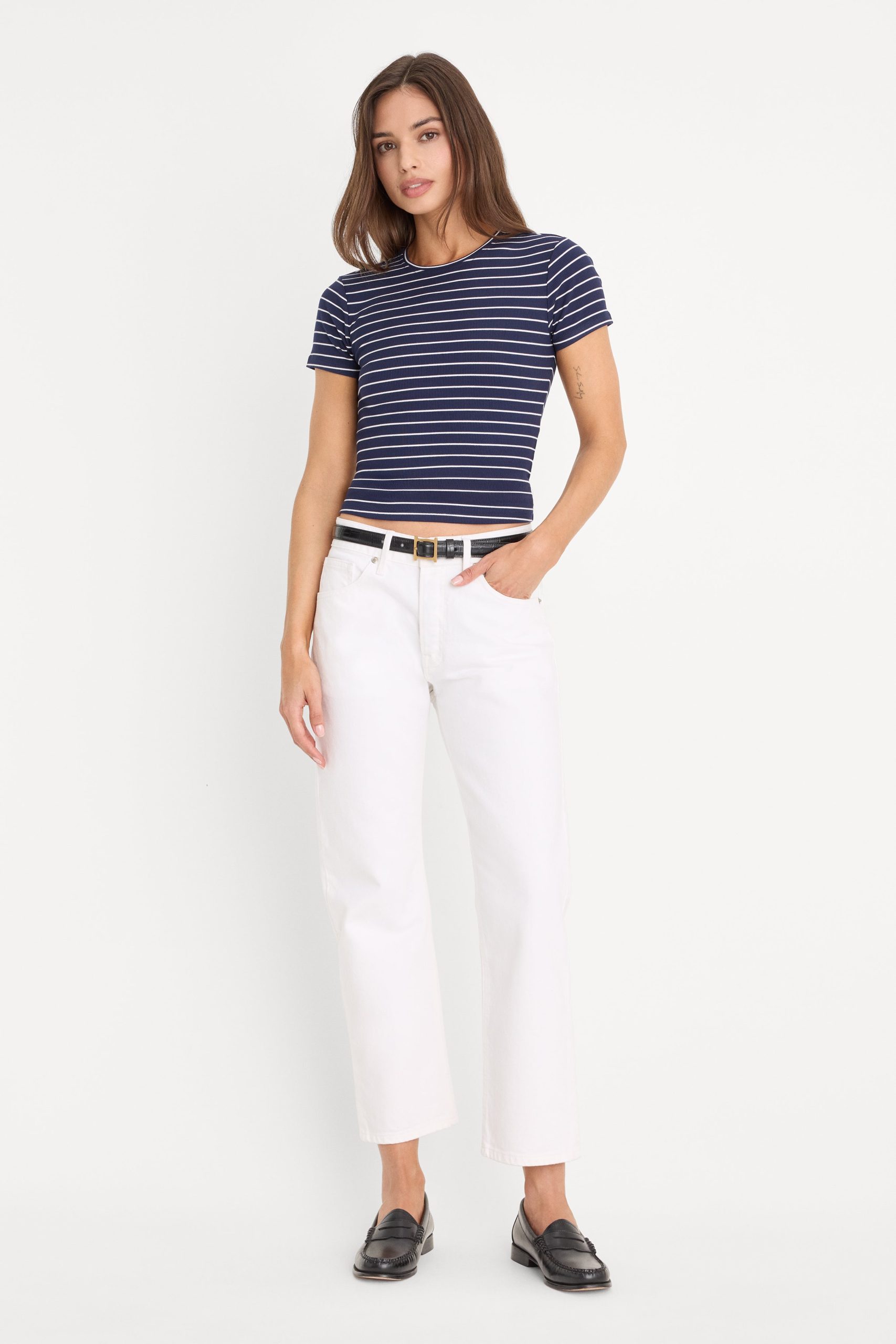 THE RIB BABY TEE | SIMPLE STRIPE HORIZON INK - Image 3