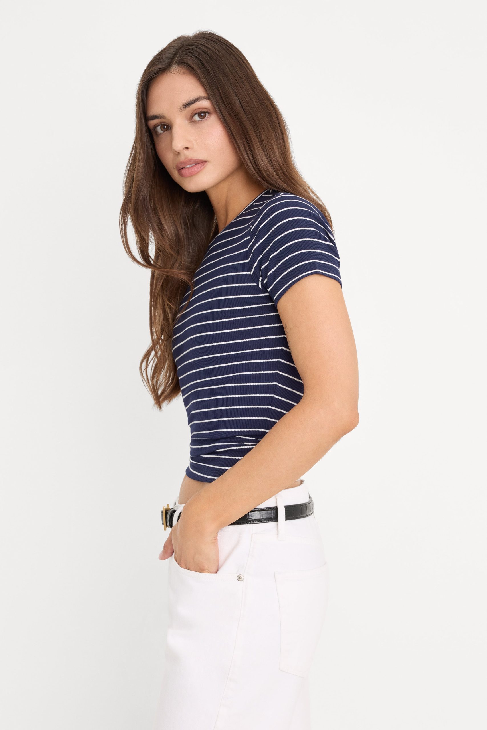 THE RIB BABY TEE | SIMPLE STRIPE HORIZON INK - Image 2