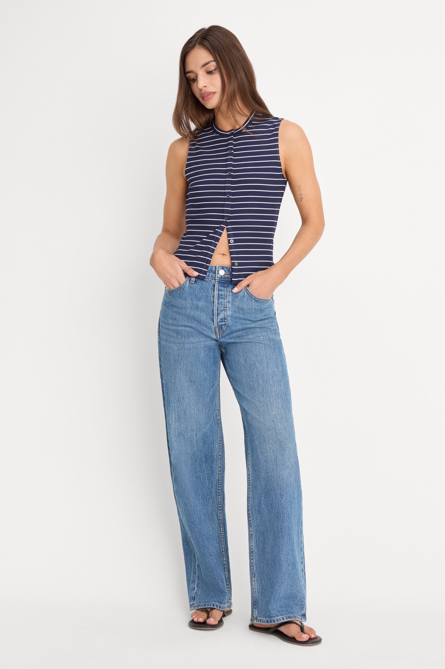 THE RIB SPLAY TOP | SIMPLE STRIPE HORIZON INK - Image 4
