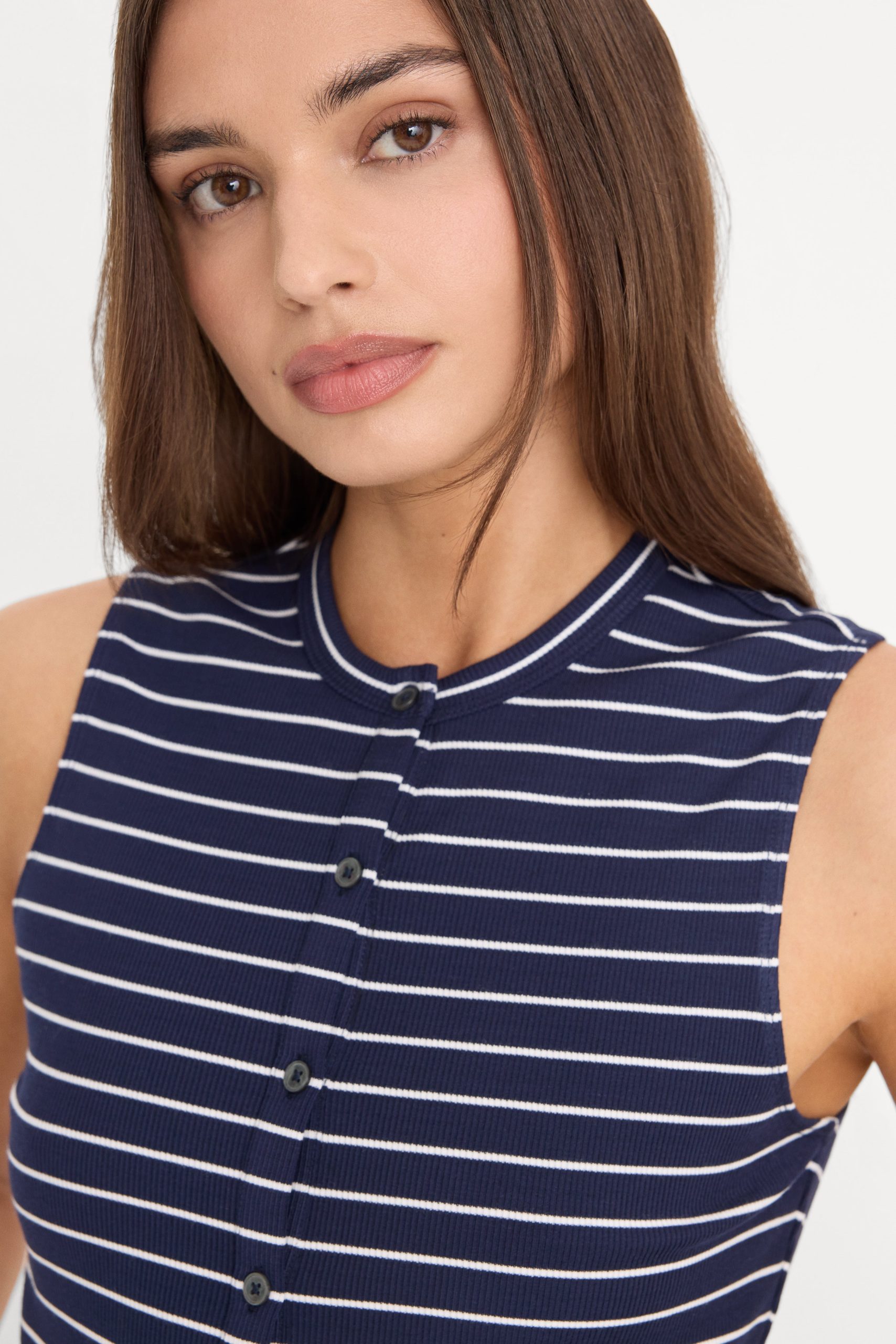 THE RIB SPLAY TOP | SIMPLE STRIPE HORIZON INK - Image 2