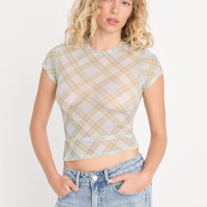 THE MESH BABY TEE | SUMMER PLAID HONEY