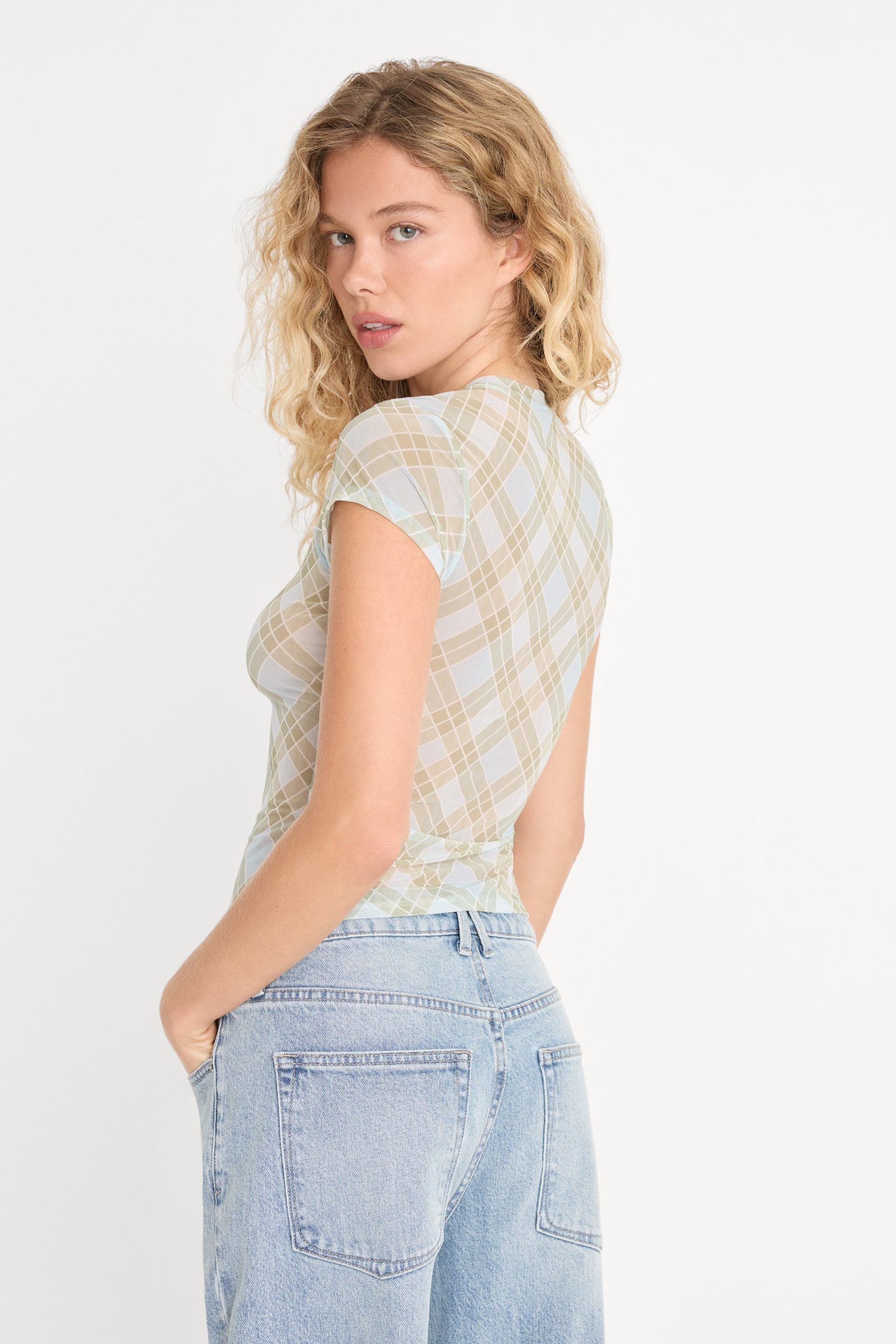 THE MESH BABY TEE | SUMMER PLAID HONEY - Image 5