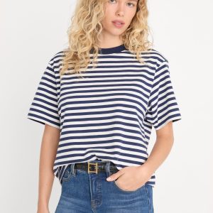 THE OVERSIZED TEE | CLEAN STRIPE HORIZON INK