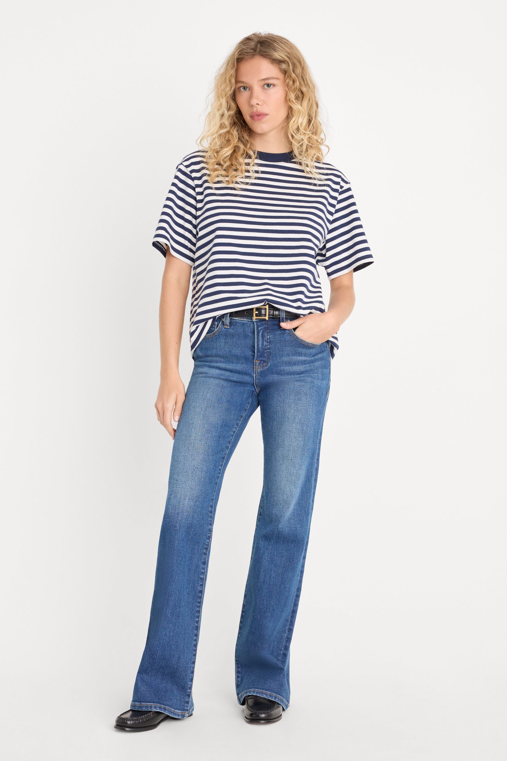 THE OVERSIZED TEE | CLEAN STRIPE HORIZON INK - Image 3