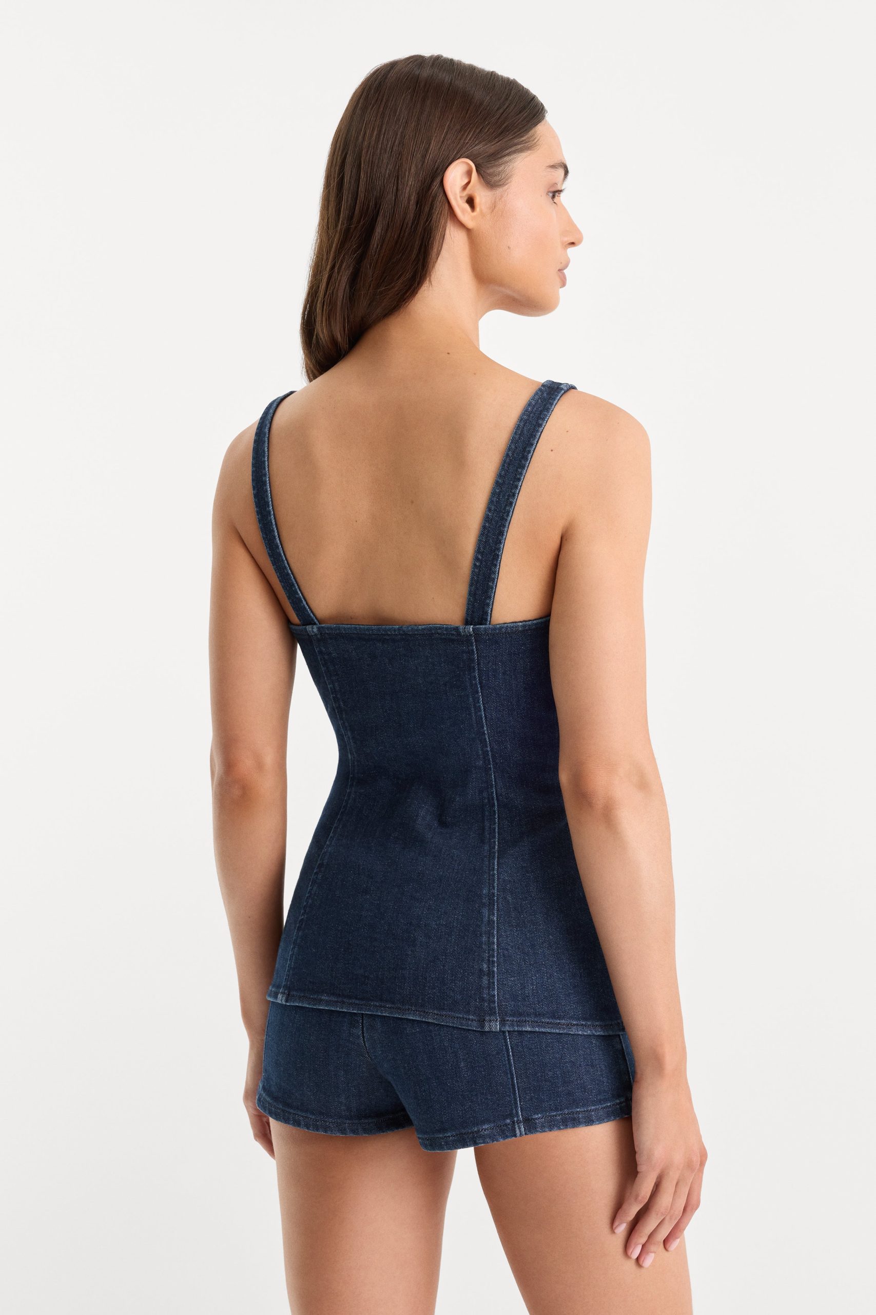 SLEEVELESS DENIM BUTTON FRONT TOP | INDIGO1169 - Image 3