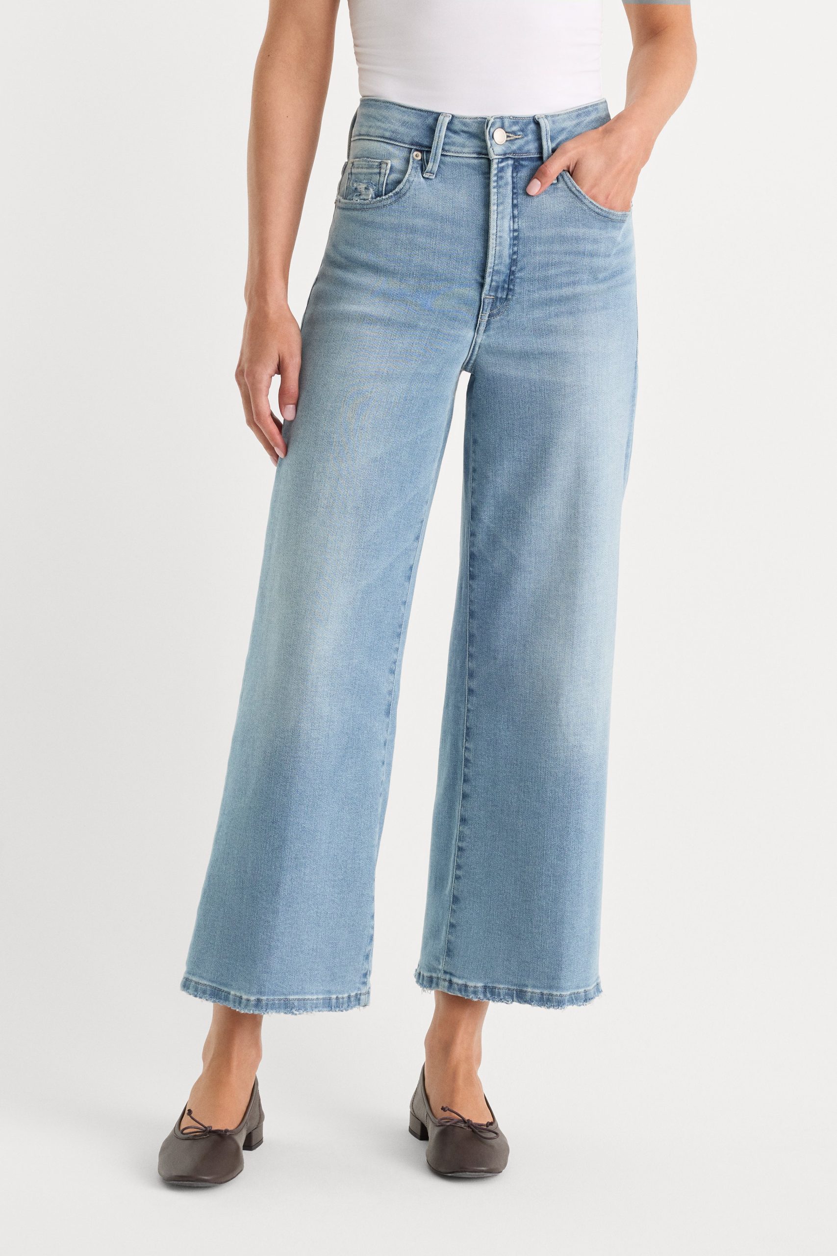 SOFT TECH GOOD WAIST PALAZZO CROPPED JEANS | INDIGO1225 - Image 2