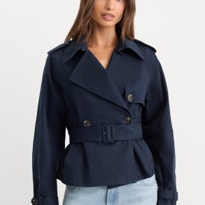 THE CROPPED TRENCH JACKET | NEW NAVY002
