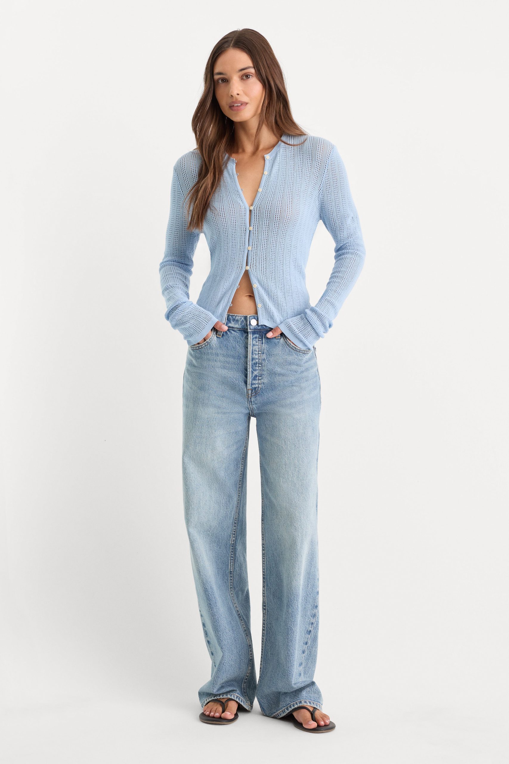 THE OPEN KNIT CARDIGAN | MORNING SKY - Image 4
